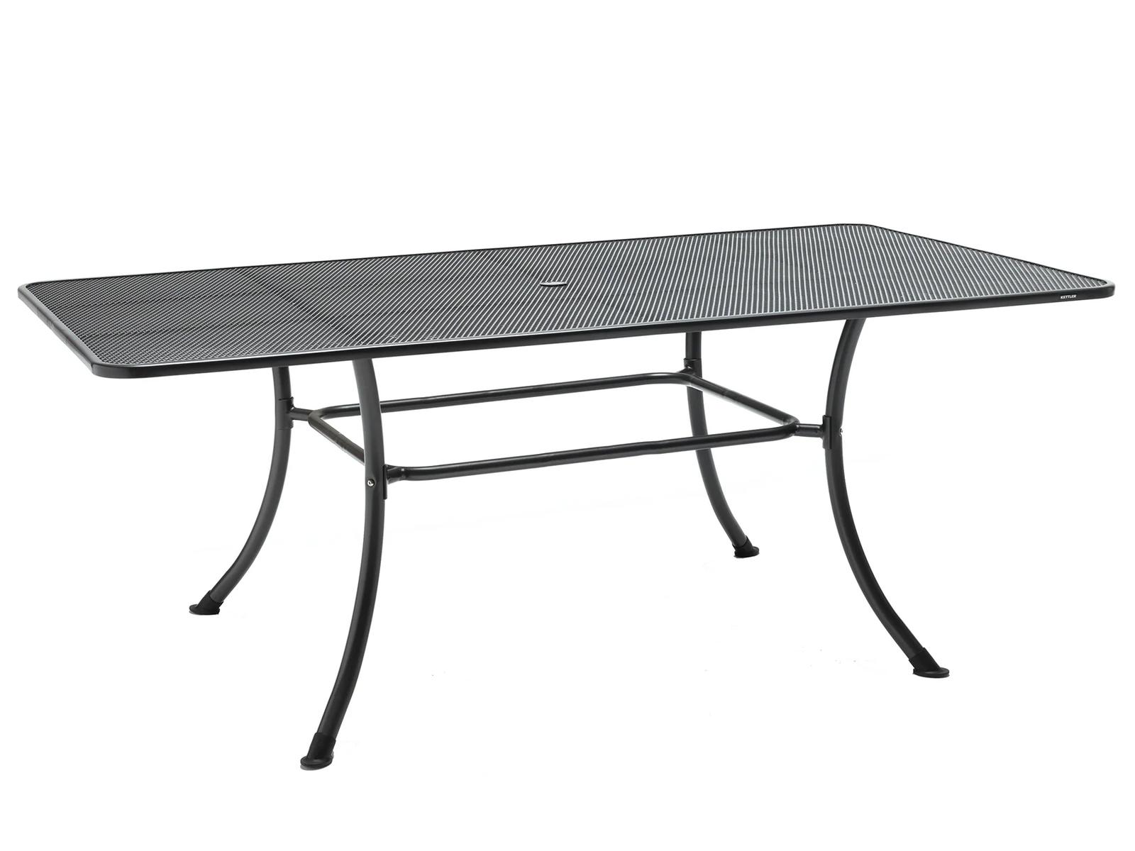 Kettler Mesh Steel Gray Rectangular Patio Dining Table with Umbrella Hole