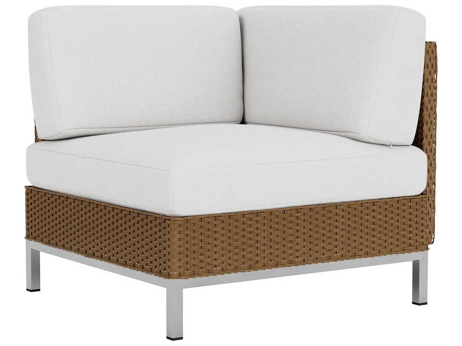 Lloyd Flanders Elements Steel Wicker Corner Outdoor Patio Lounge Chair