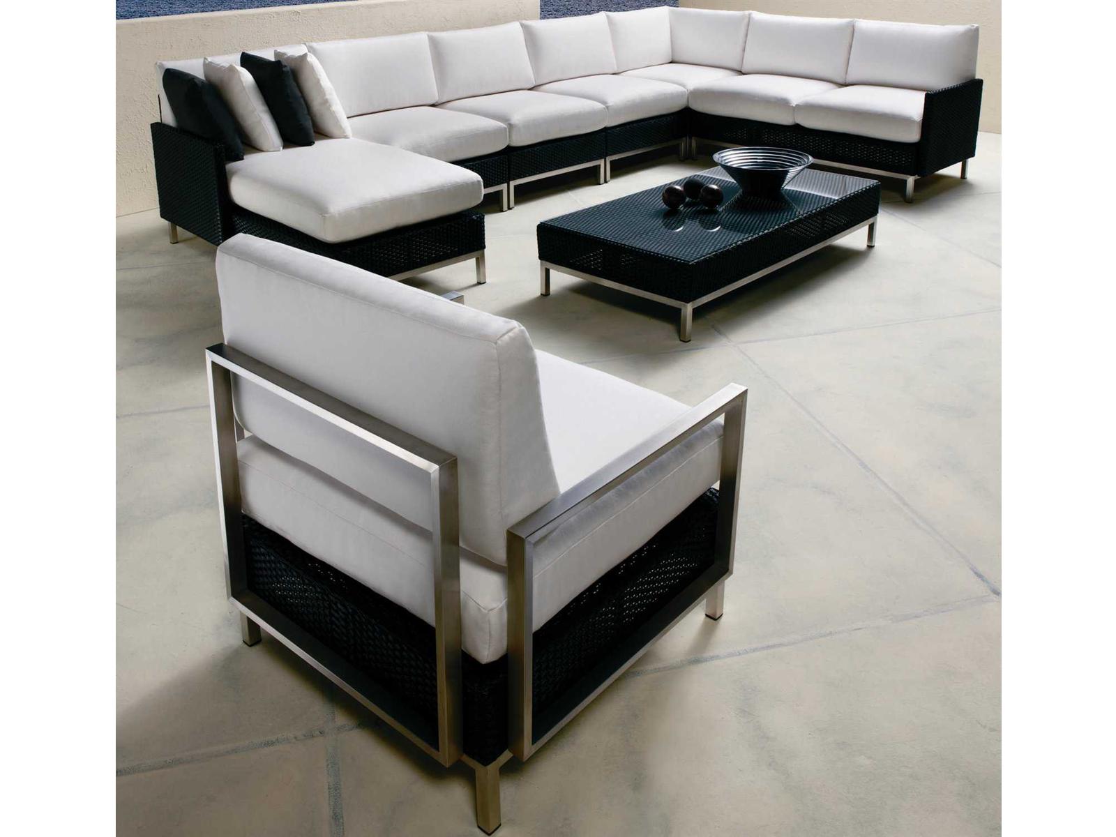 Lloyd Flanders Elements Steel Wicker Sectional Patio Lounge Set
