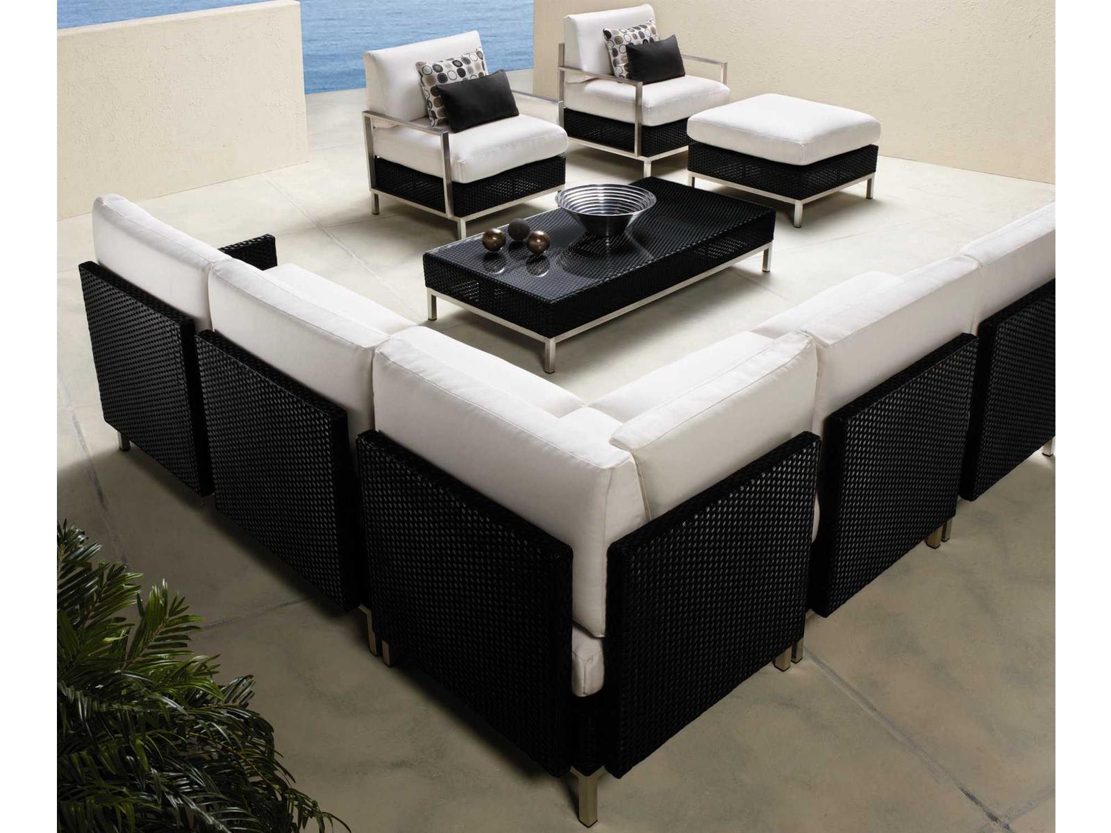 Lloyd Flanders Elements Steel Wicker Sectional Outdoor Lounge Set