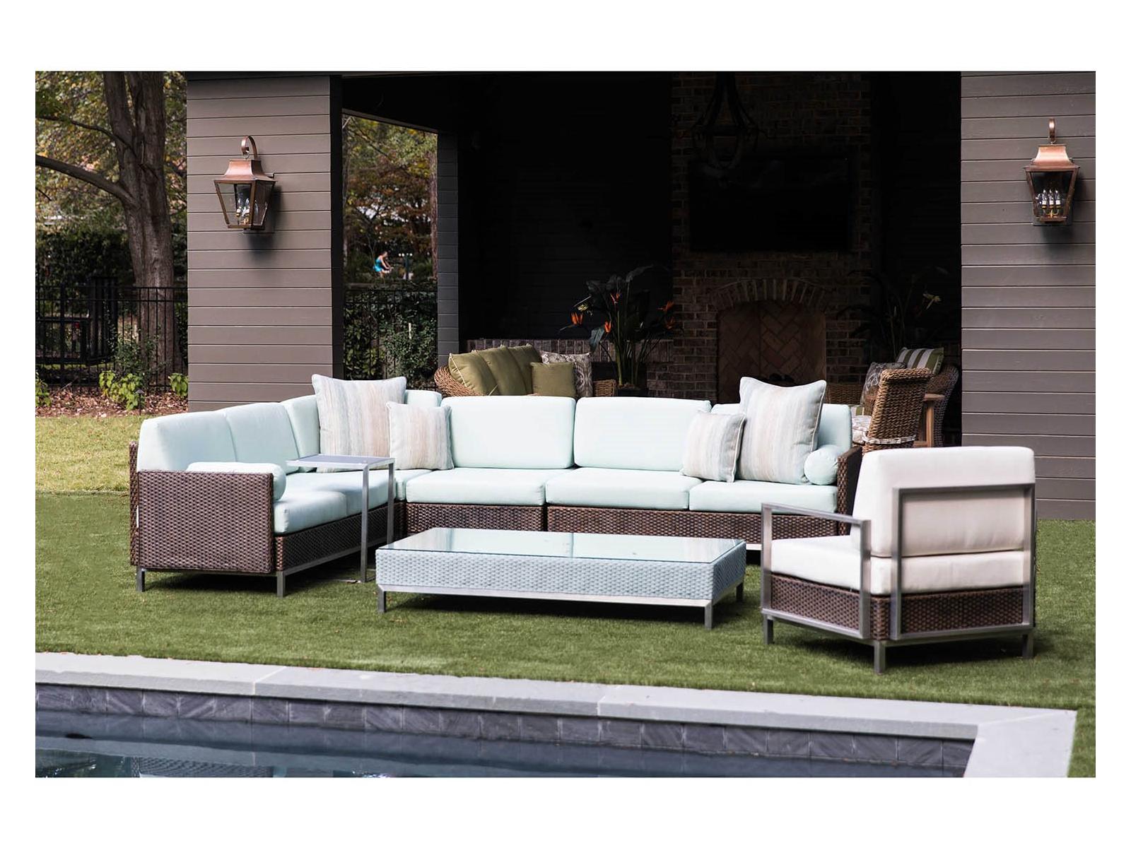 Lloyd Flanders Elements Steel Wicker Sectional Outdoor Patio Lounge Set