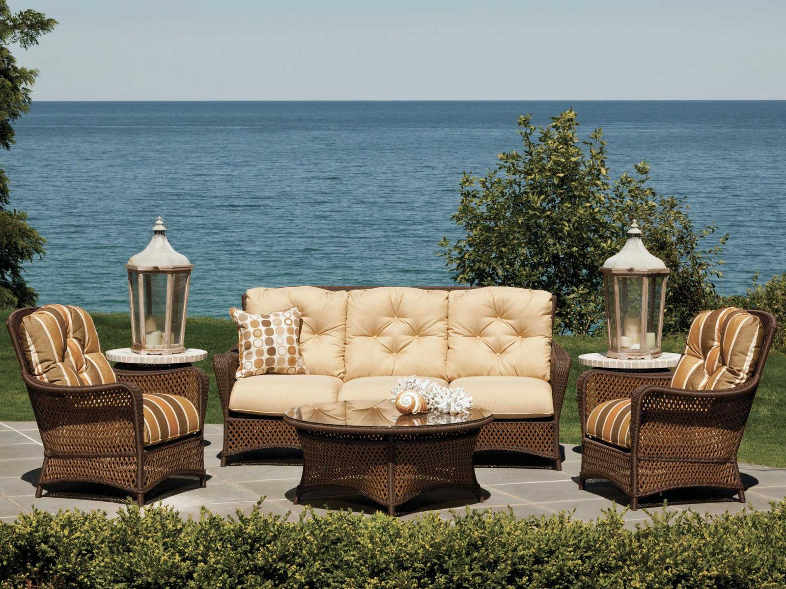 Lloyd Flanders Grand Traverse Wicker Cushion Patio Lounge Set