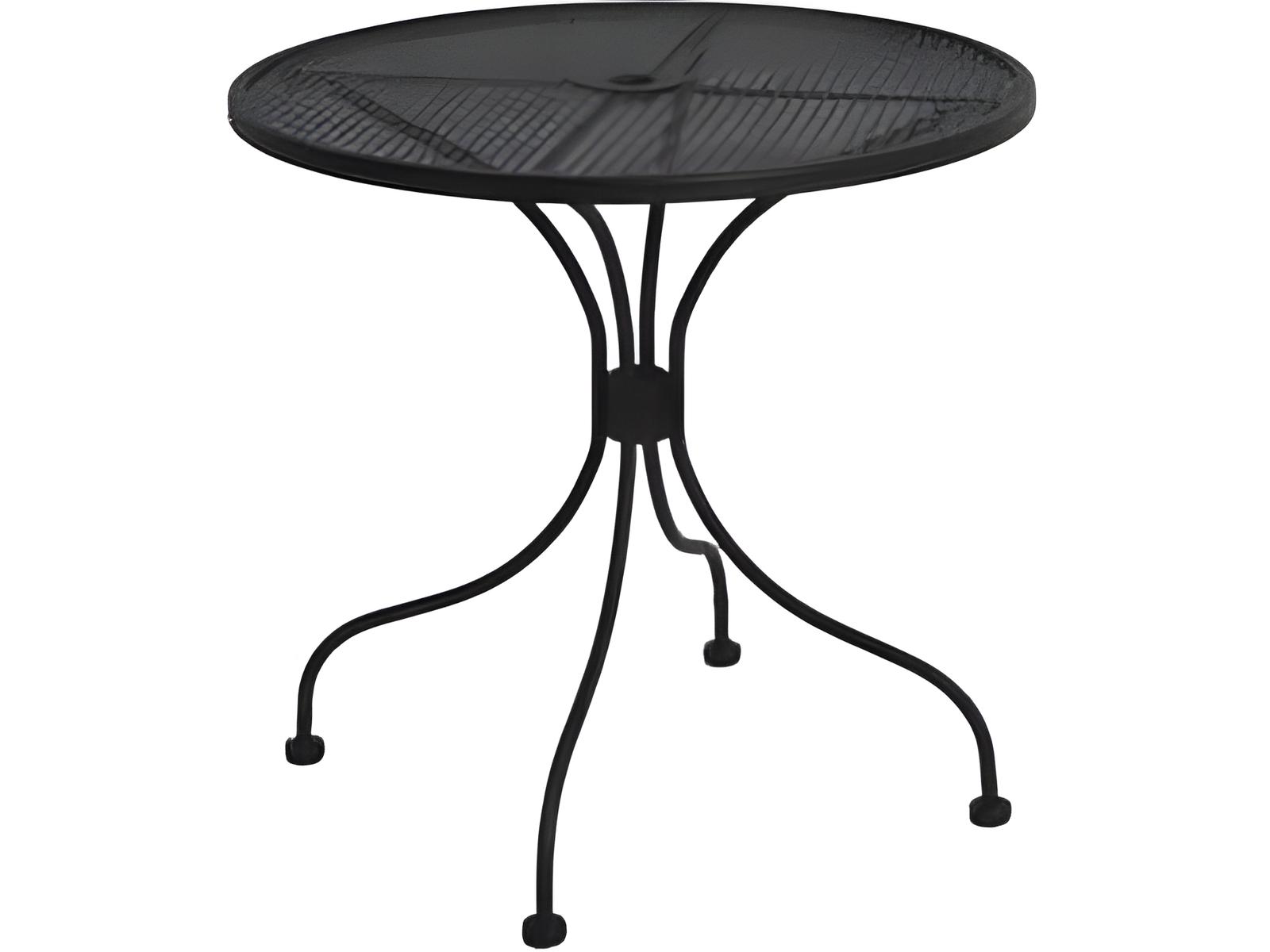Meadowcraft Mesh Wrought Iron Round Outdoor Patio Bistro Table with Umbrella Hole