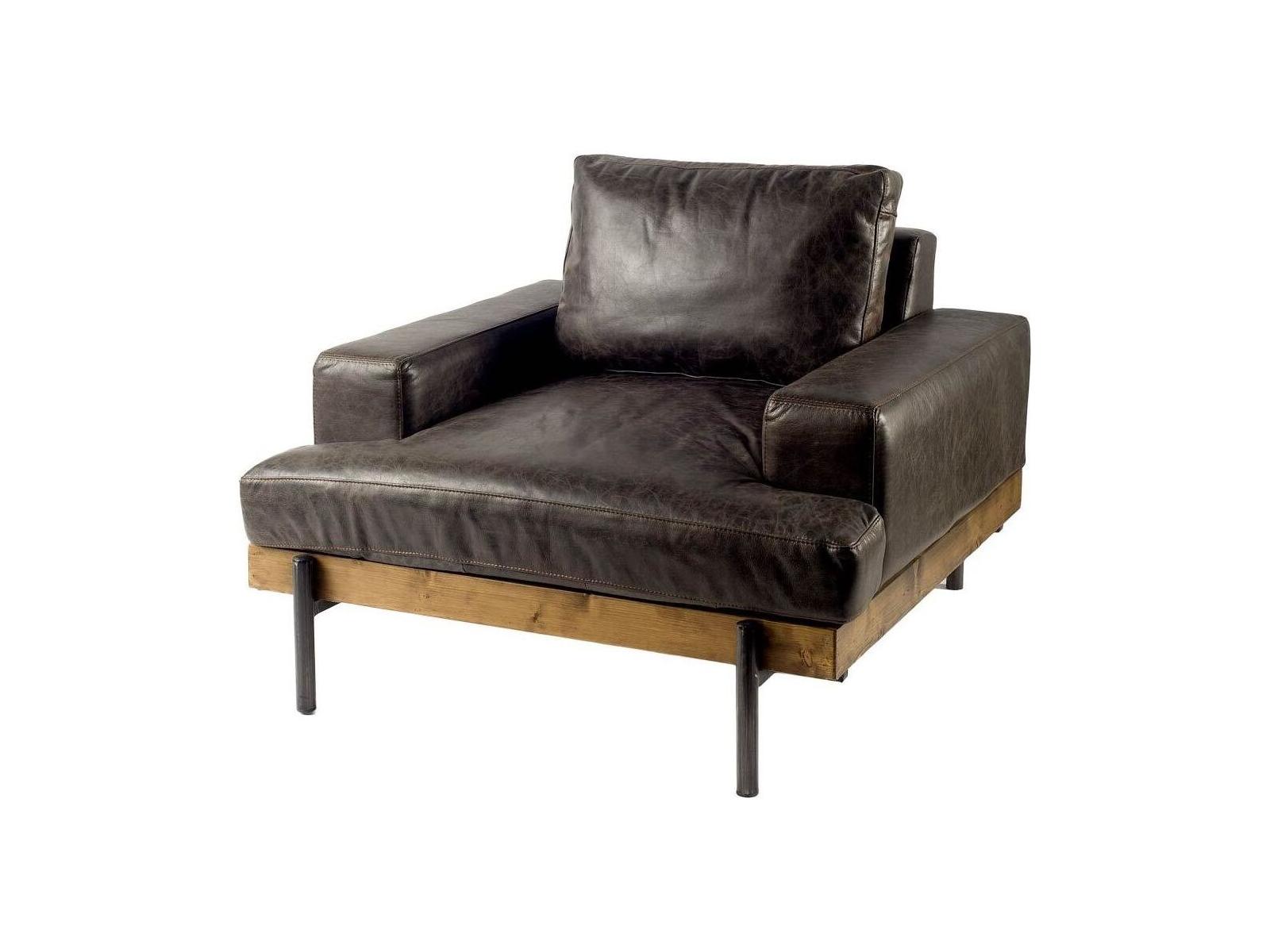 Mercana Colburne I Brown Leather Body Wood/Iron Frame Club Chair