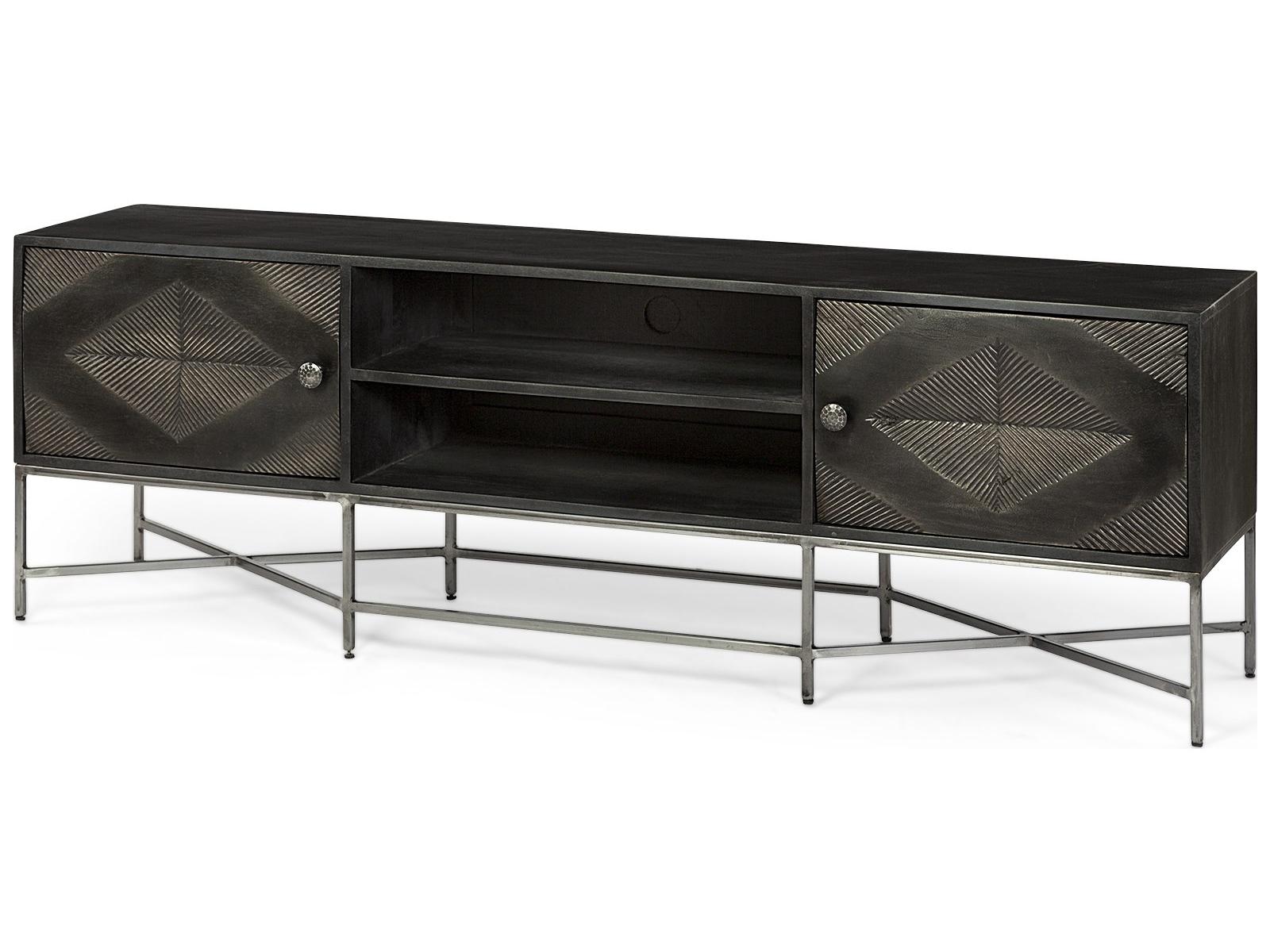 Mercana Hogarth I Dark Brown Solid Wood TV Stand Media Console with Storage, TV up to 81"
