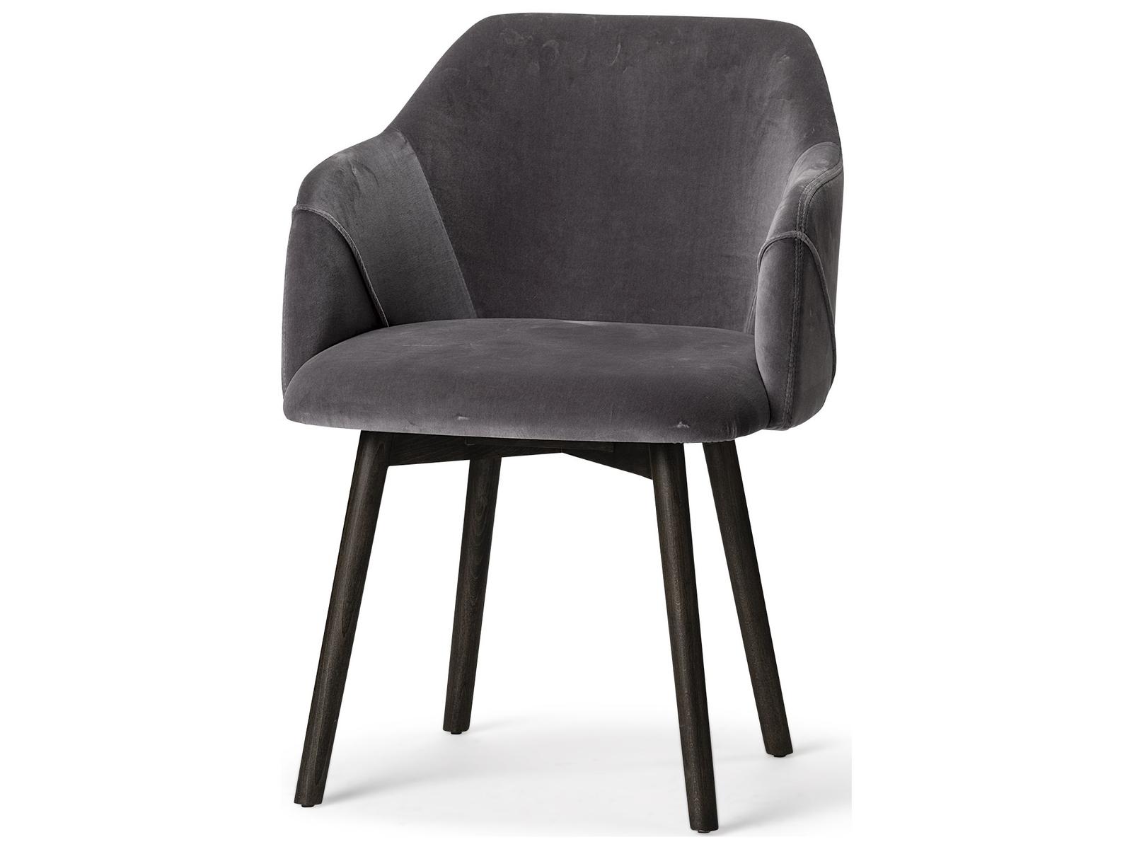 Mercana Ronald II Grey Velvet Wrap Black Wooden Base Dining Chair