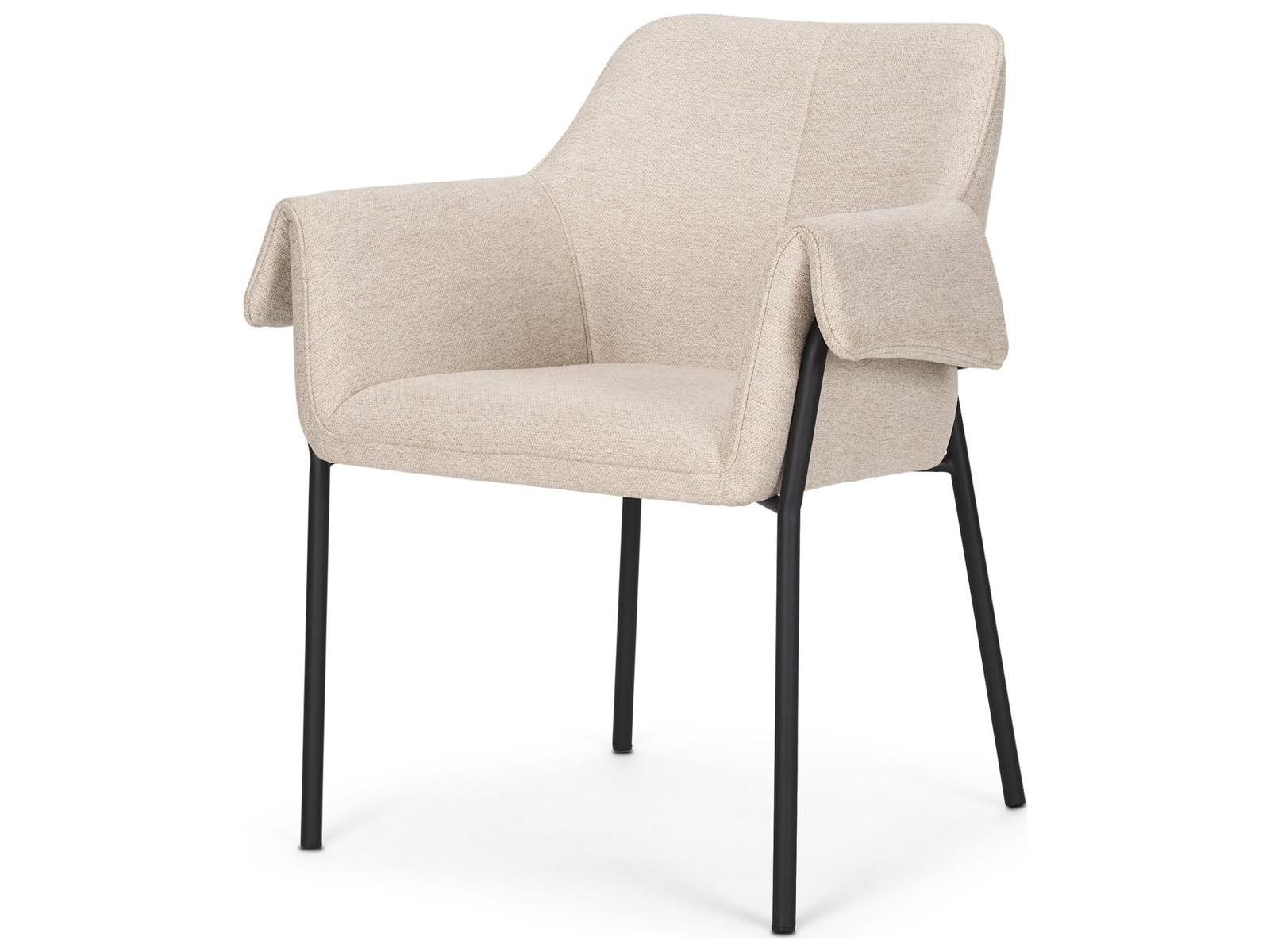 Mercana Brently Dining Chair w/ Oatmeal Fabric & Matte Black Metal Legs