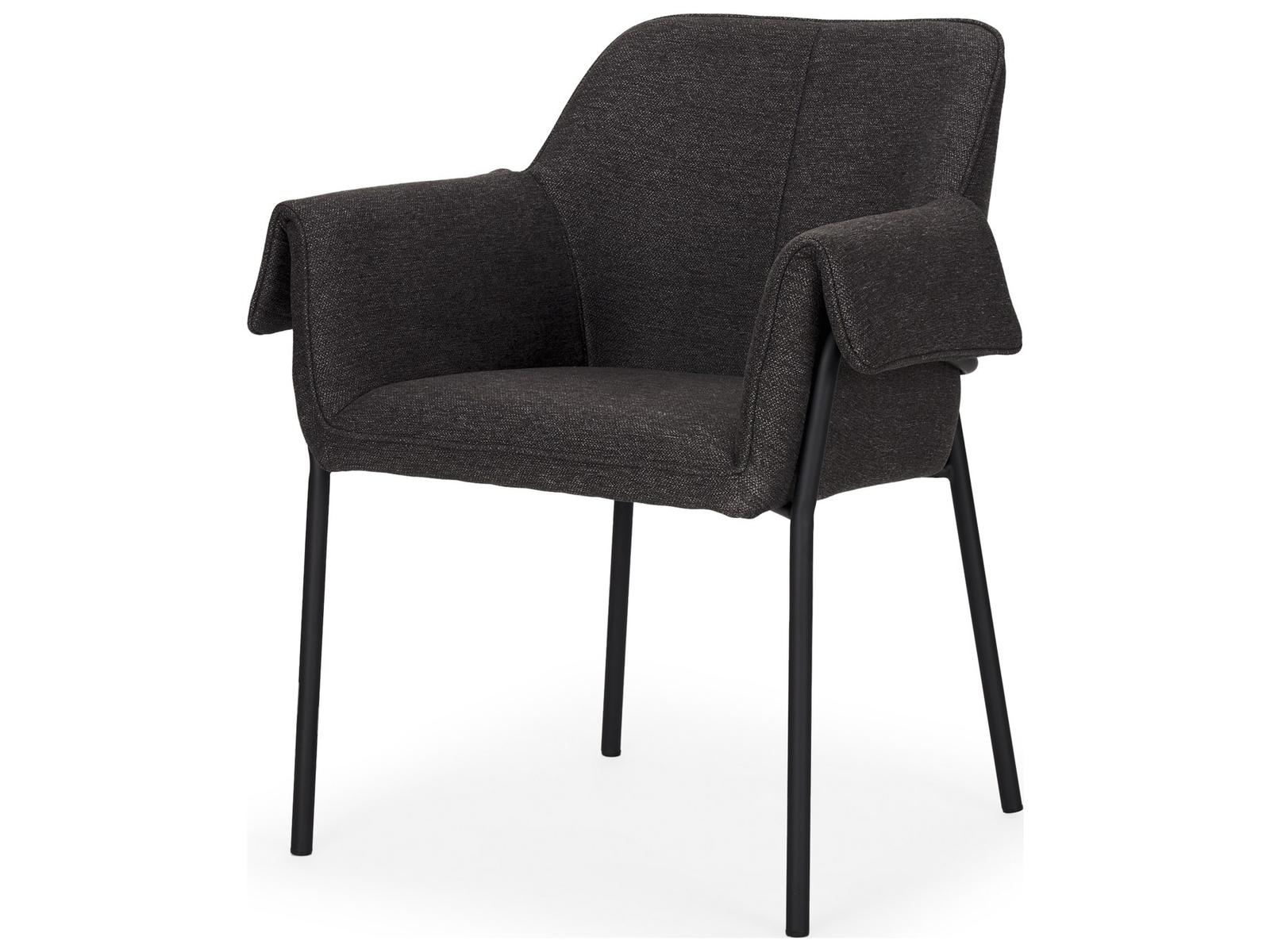 Mercana Brently Dining Chair w/ Gray Fabric & Matte Black Metal Legs
