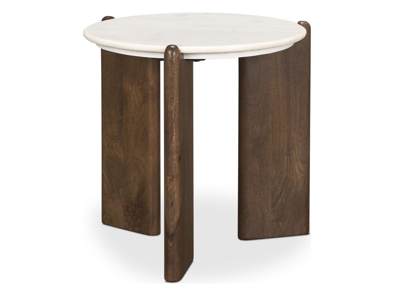 Mercana Rumer Dark Brown Wood w/ White Marble Side Table