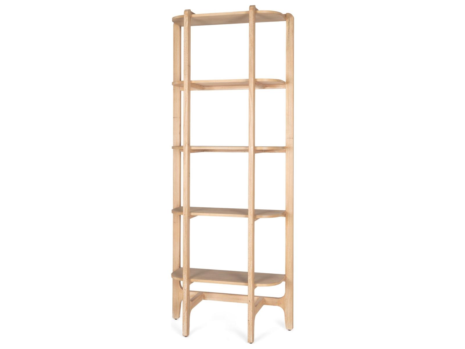 Mercana Taylin Light Brown Solid Wood Open Bookshelf