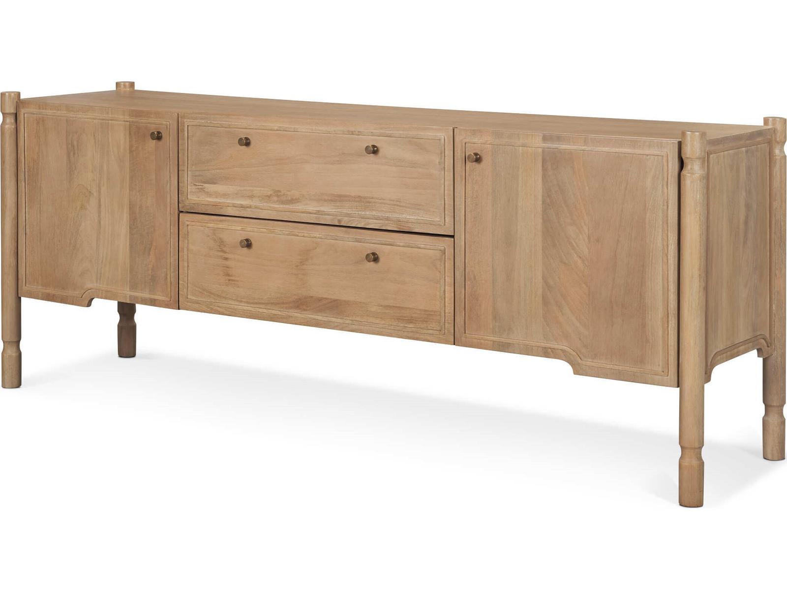 Mercana Phil Light Brown Wood 2 Door 1 Drawer w/ Pull Down Media Console