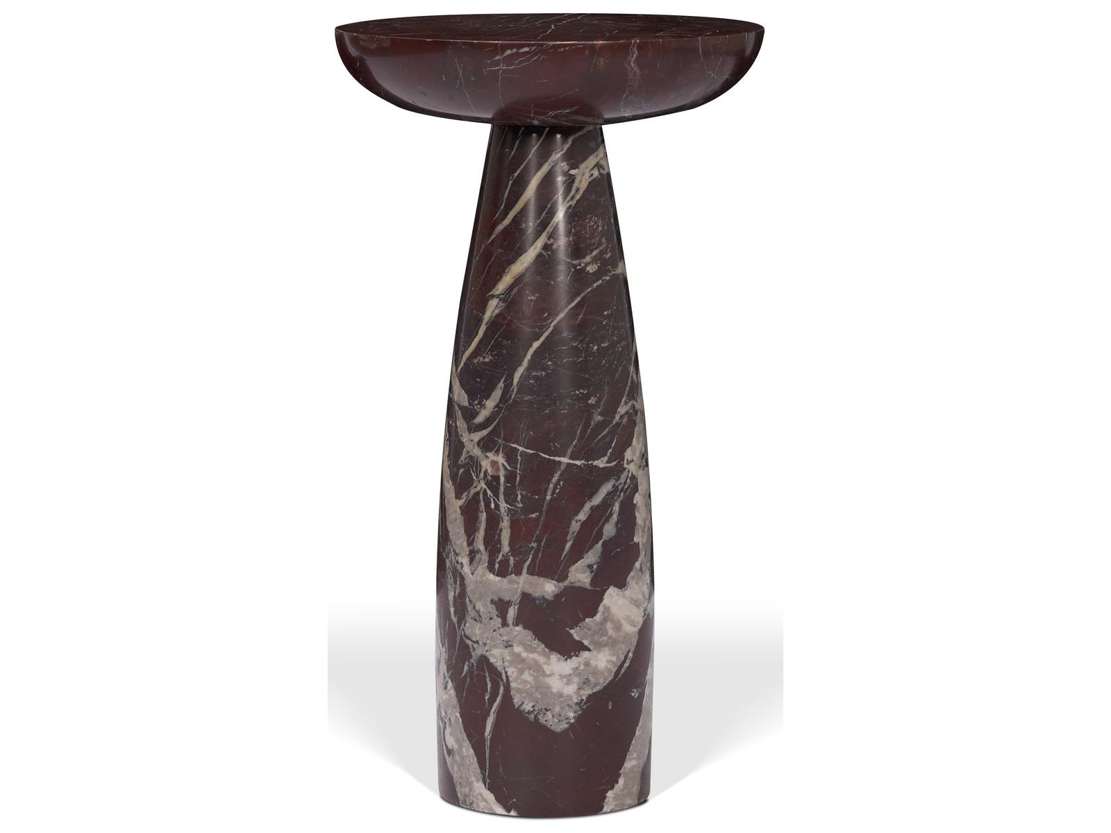 Mercana Bellancia Rosso Red Levanto Marble Pedastal Side Table