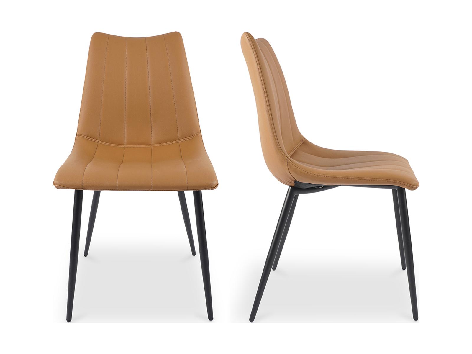 Moe's Home Alibi Leather Brown Upholstered Side Dining Chair - Set of Two