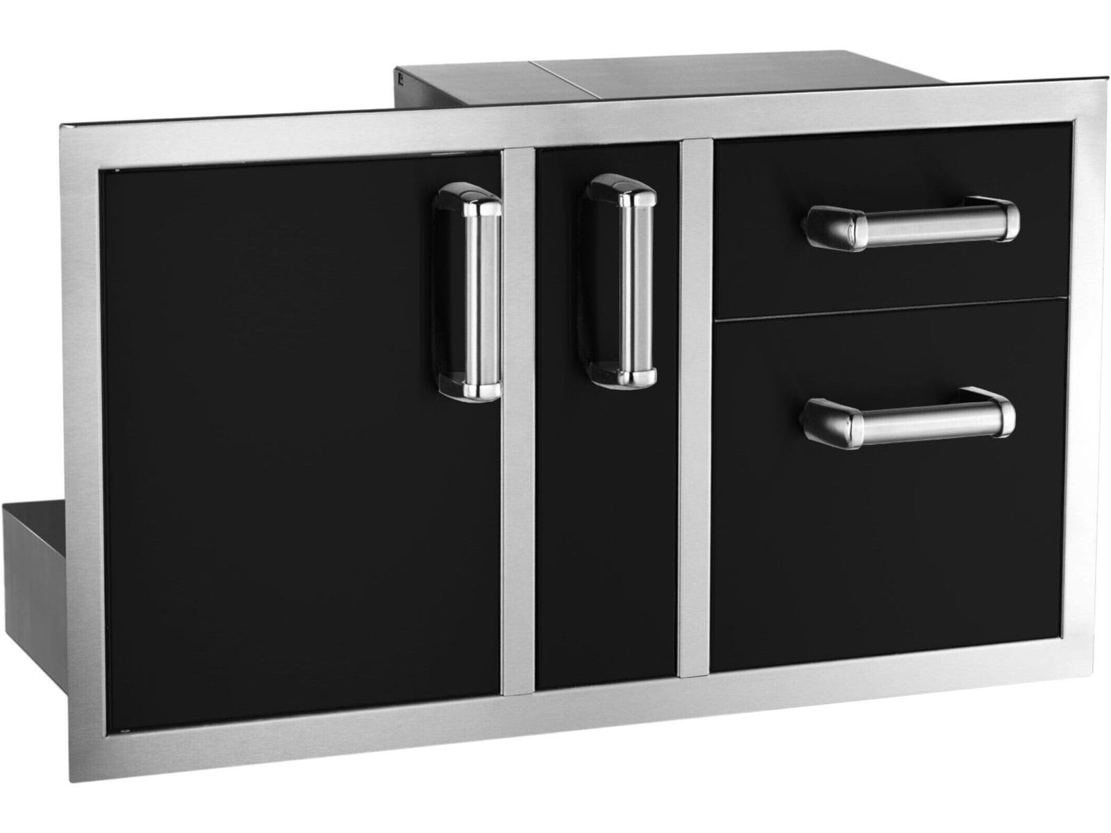 Fire Magic Echelon Black Access Door with Platter Storage & Double Drawer