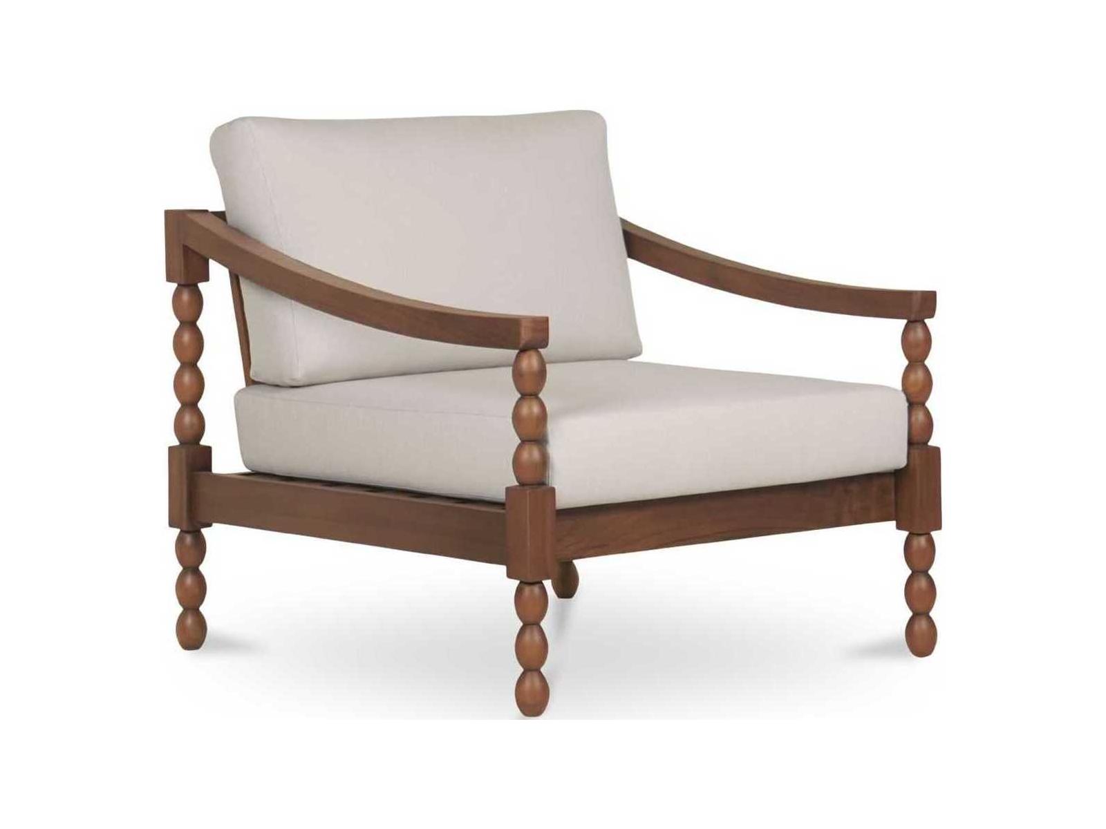 Moe's Home Outdoor Delilah Brown Teak Cushion Dining Chair