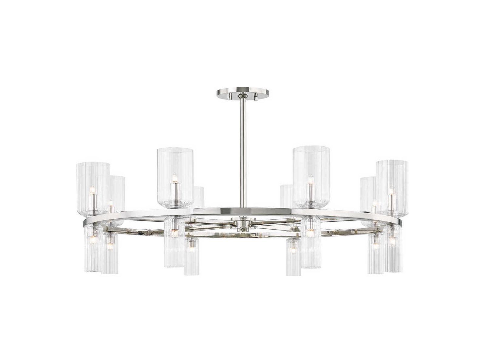 Mitzi Tabitha 16-Light6-Light Polished Nickel Glass Cylinder Geometric Chandelier