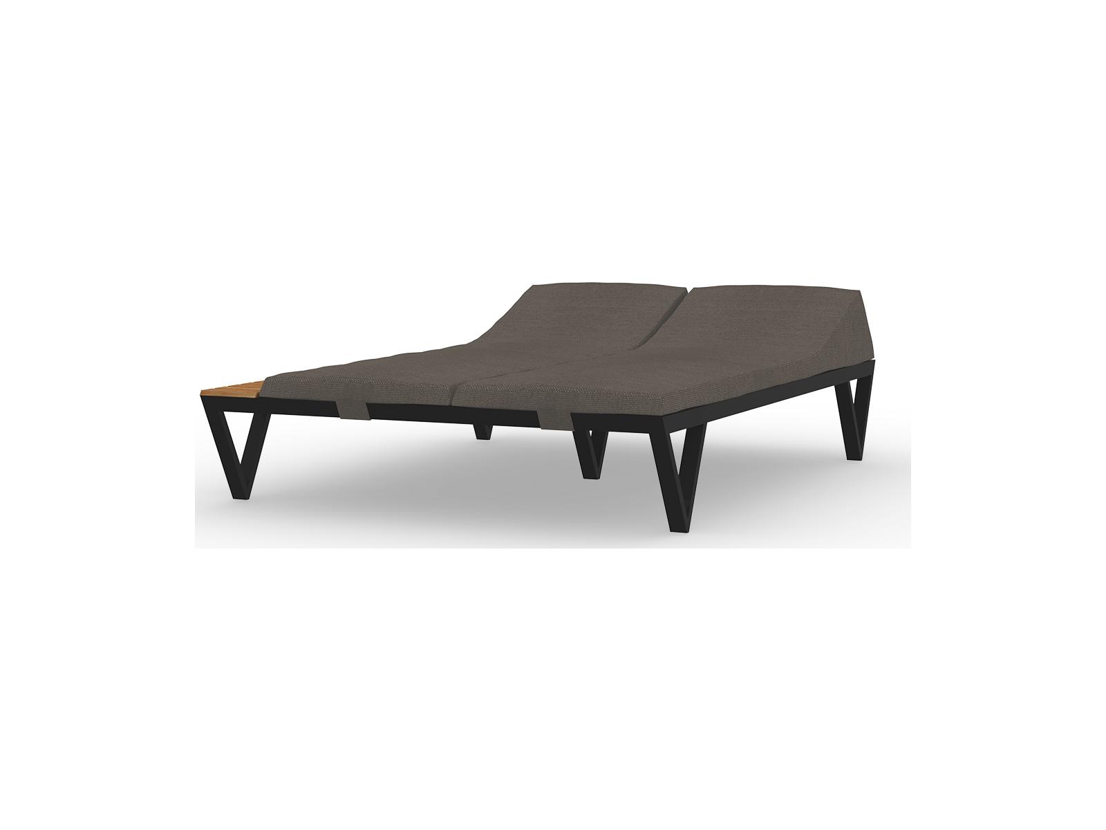 MamaGreen Bondi Aluminum Sunbed Double Outdoor Chaise Lounge with Tray Teak