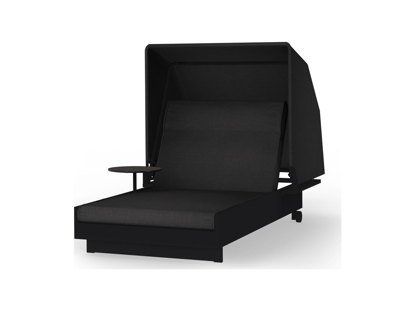 MamaGreen Boulevard Aluminum Sunbed Outdoor Patio Chaise Lounge with Canopy and Integrated Table