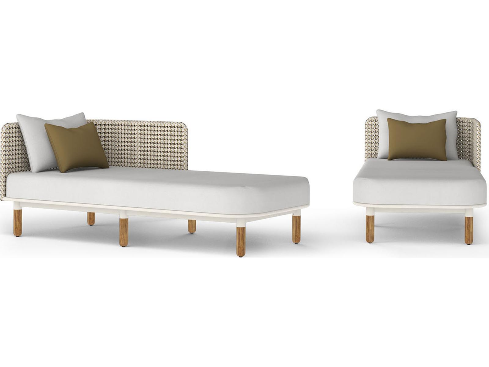 MamaGreen Daisy Mae Deep Seating Mae Teak Wicker Left Hand Outdoor Chaise Lounge