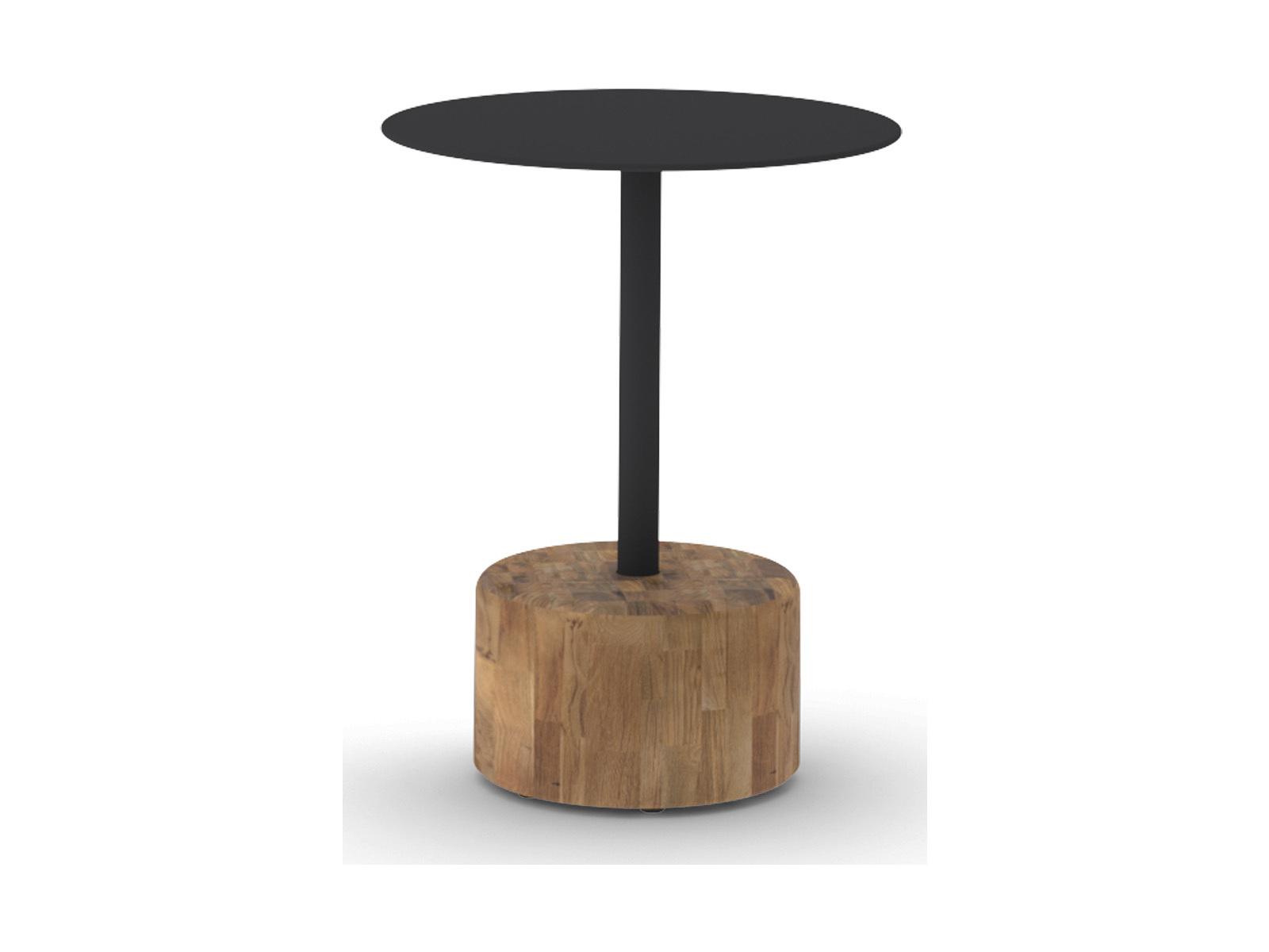 MamaGreen Glyph Quick Ship Aluminum Teak Round Low Table