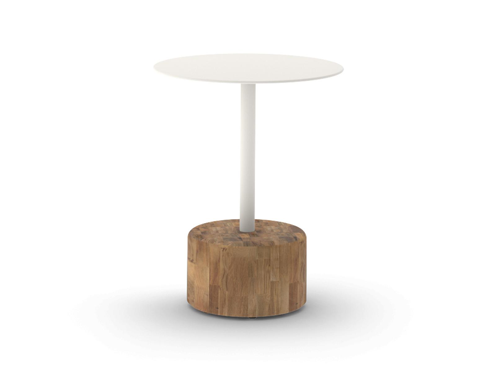 MamaGreen Glyph Quick Ship Aluminum Teak Round Low Table