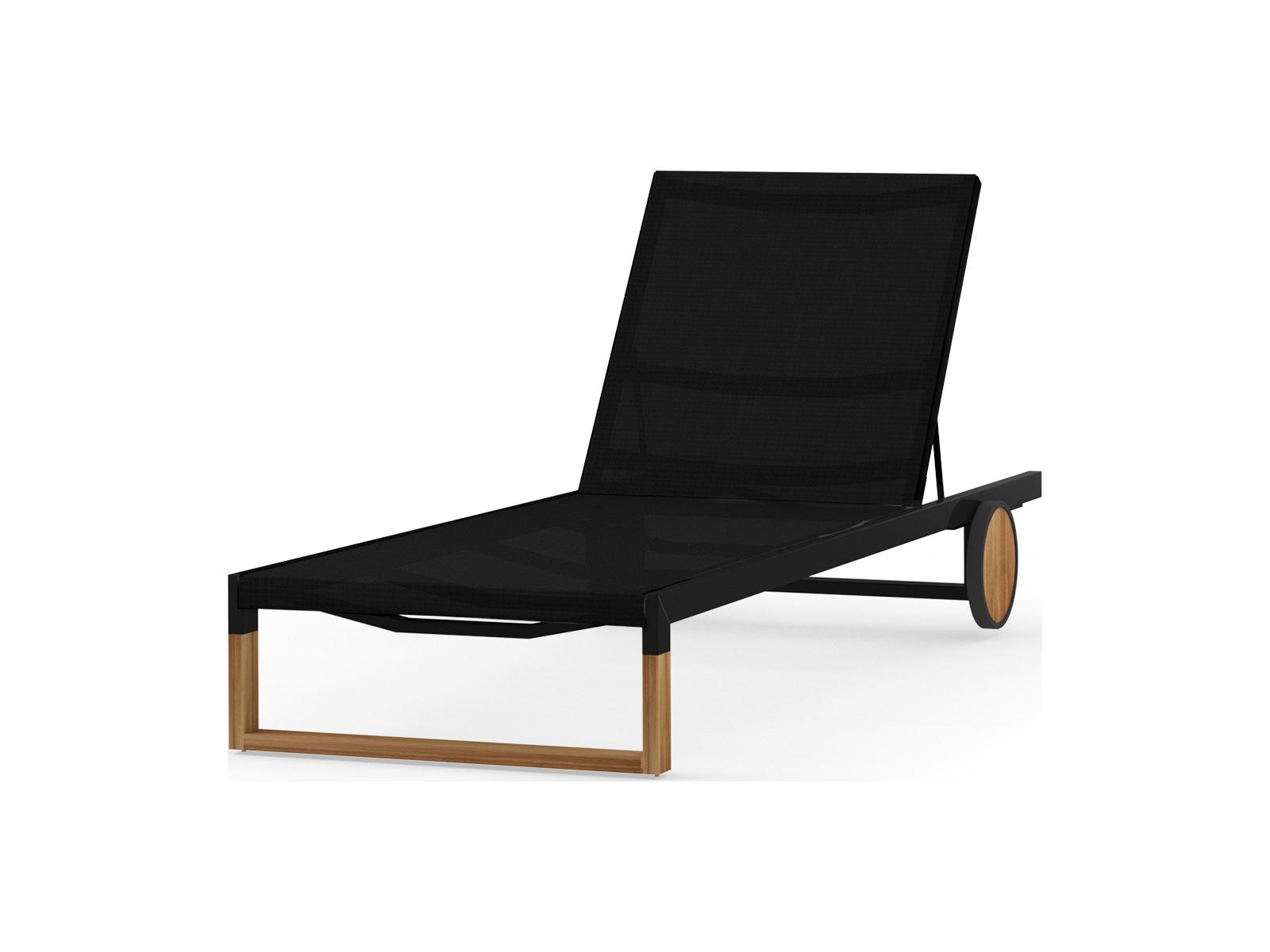 MamaGreen Ekka Quick Ship Teak Sling Outdoor Chaise Lounge