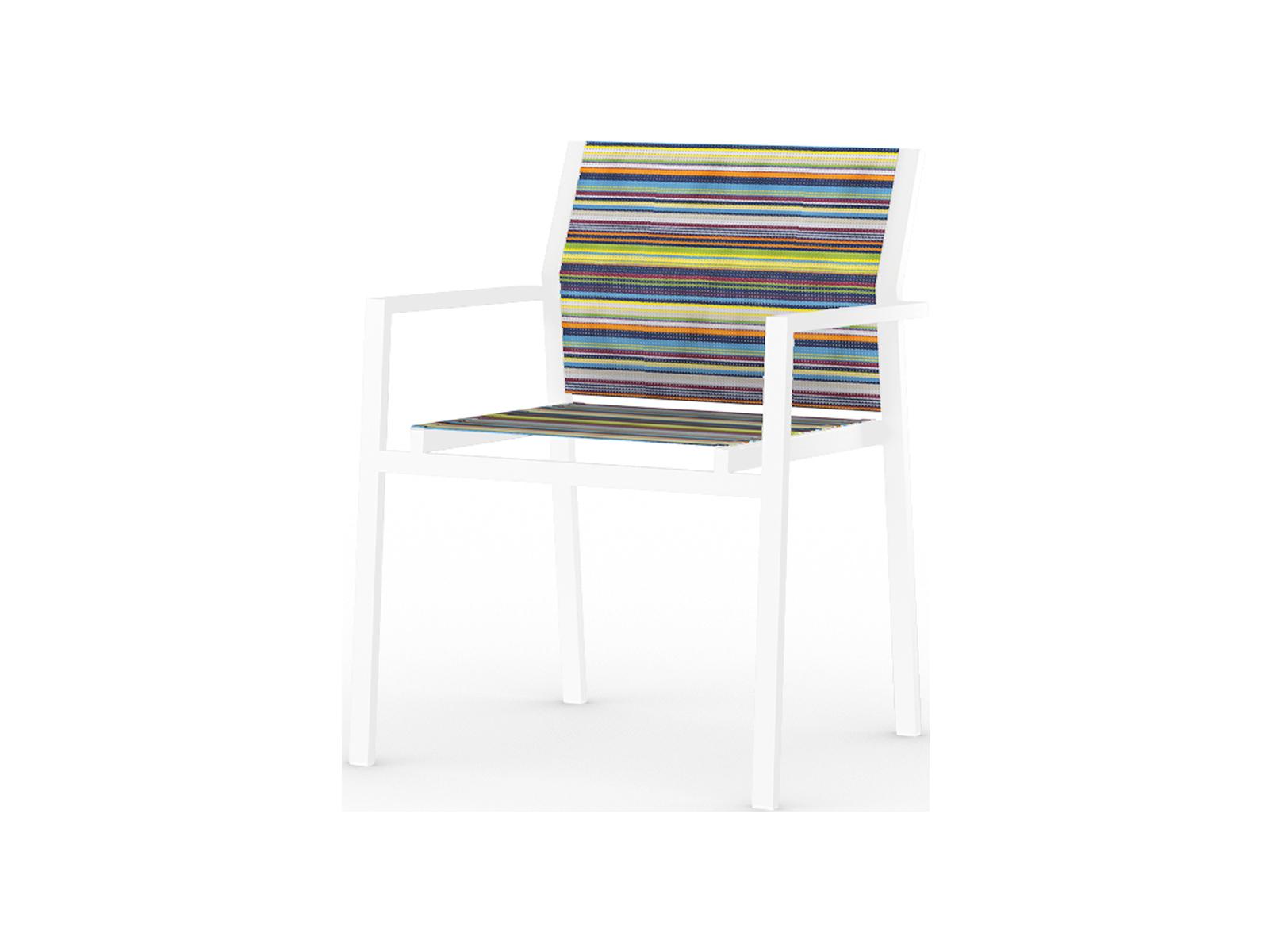 MamaGreen Stripe Quick Ship Aluminum Sling Stackable Outdoor Patio Dining Arm Chair
