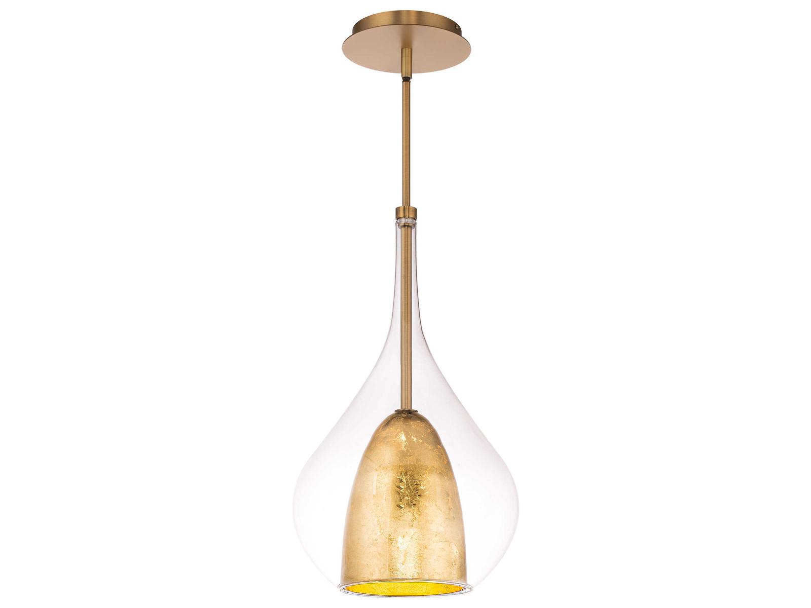 Modern Forms Helios 1-Light Aged Brass Gold Glass LED Mini Pendant