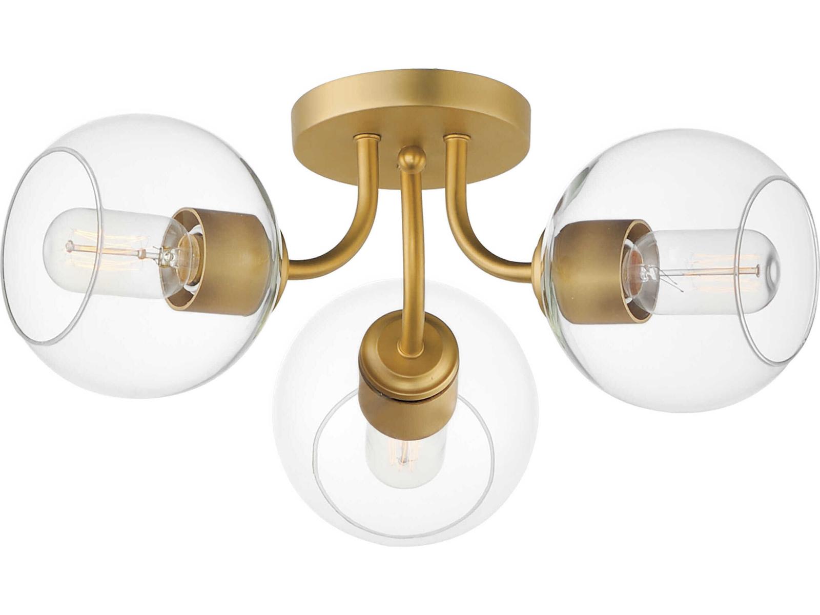 Maxim Lighting Knox 3-Light Globe Semi Flush Mount — Natural Aged Brass ...