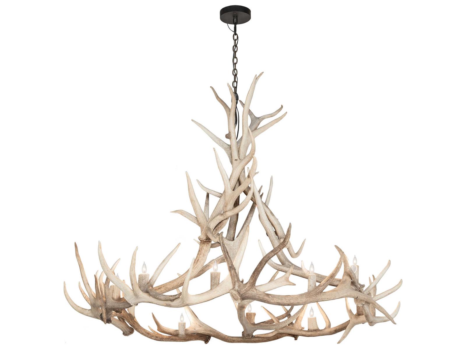 Meyda Antlers 12-Light Off White Chandelier
