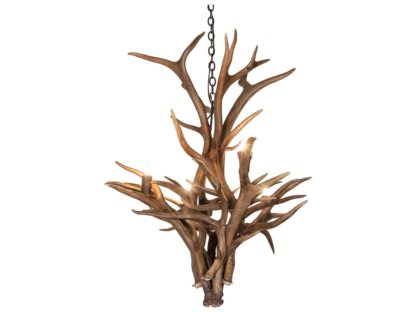 Meyda Antlers Elk & Mule Deer 4-Light Natural Antler Chandelier