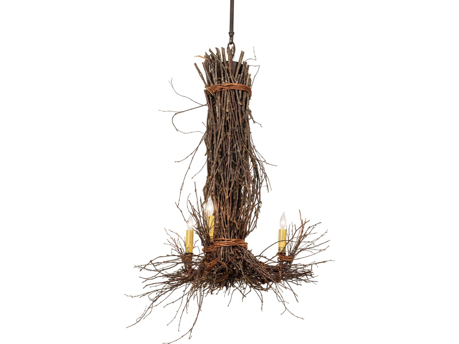 Meyda Twigs 3-Light Mahogany Bronze Brown Chandelier