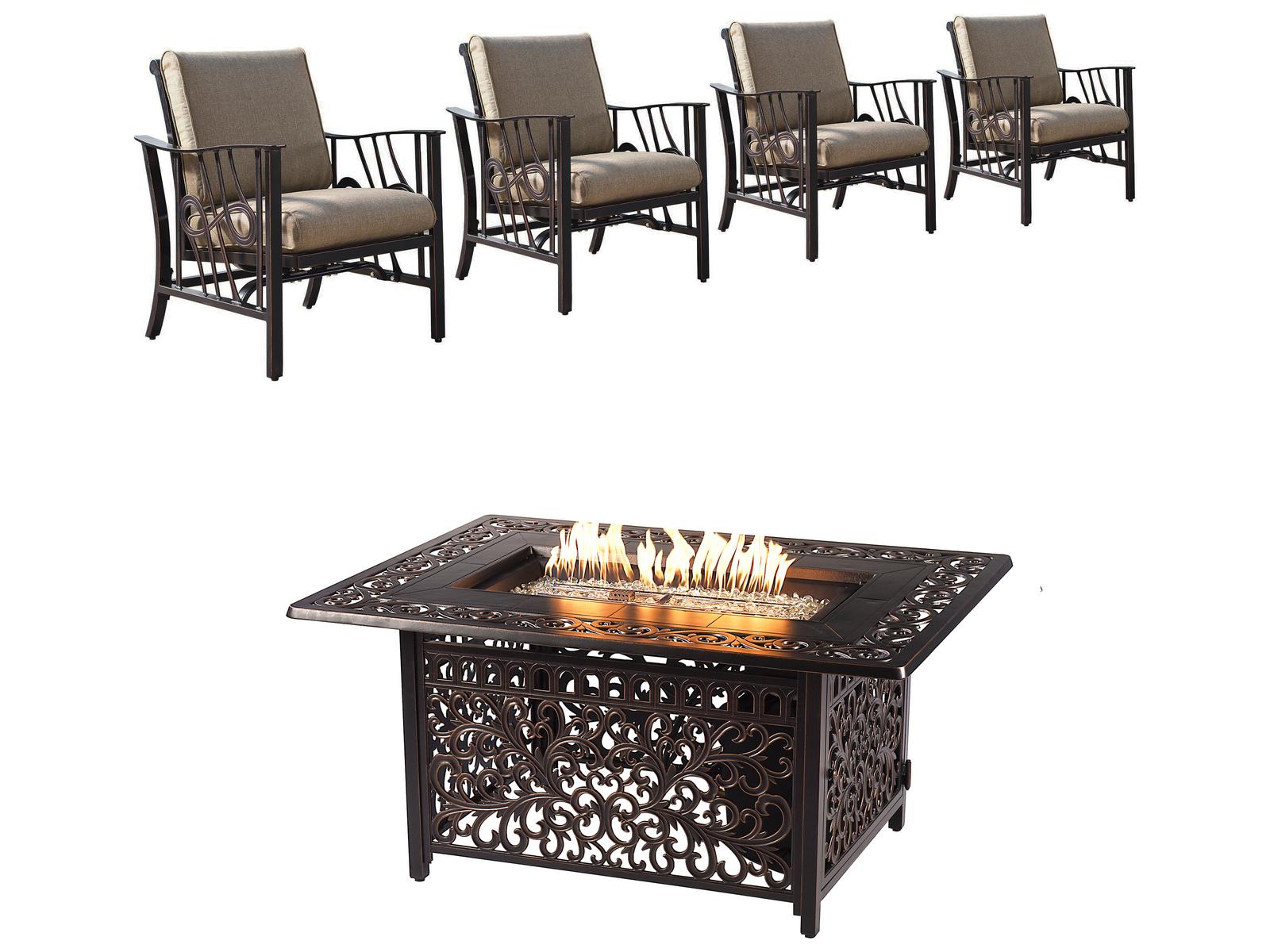 Oakland Living Aluminum 48'' Rectangular Antique Copper Fire Pit Table Set