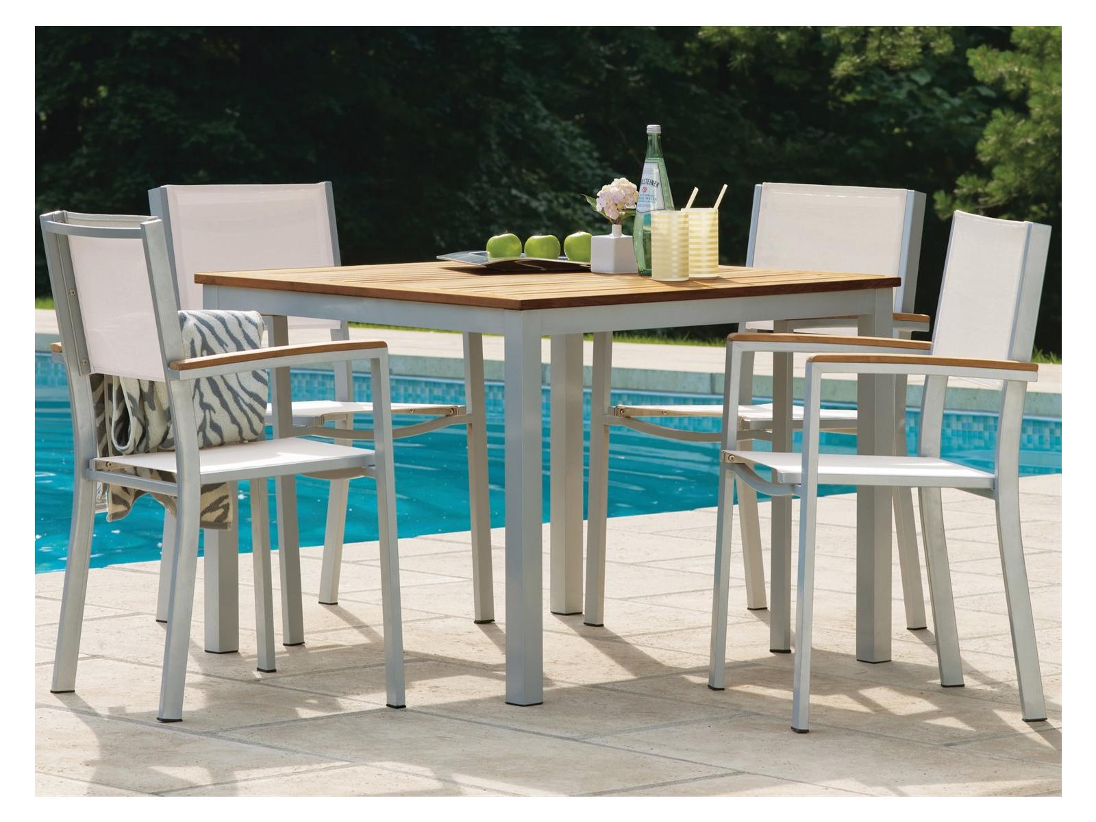 Oxford Garden Travira Aluminum Flint 5 Piece Outdoor Dining Set with Natural Sling