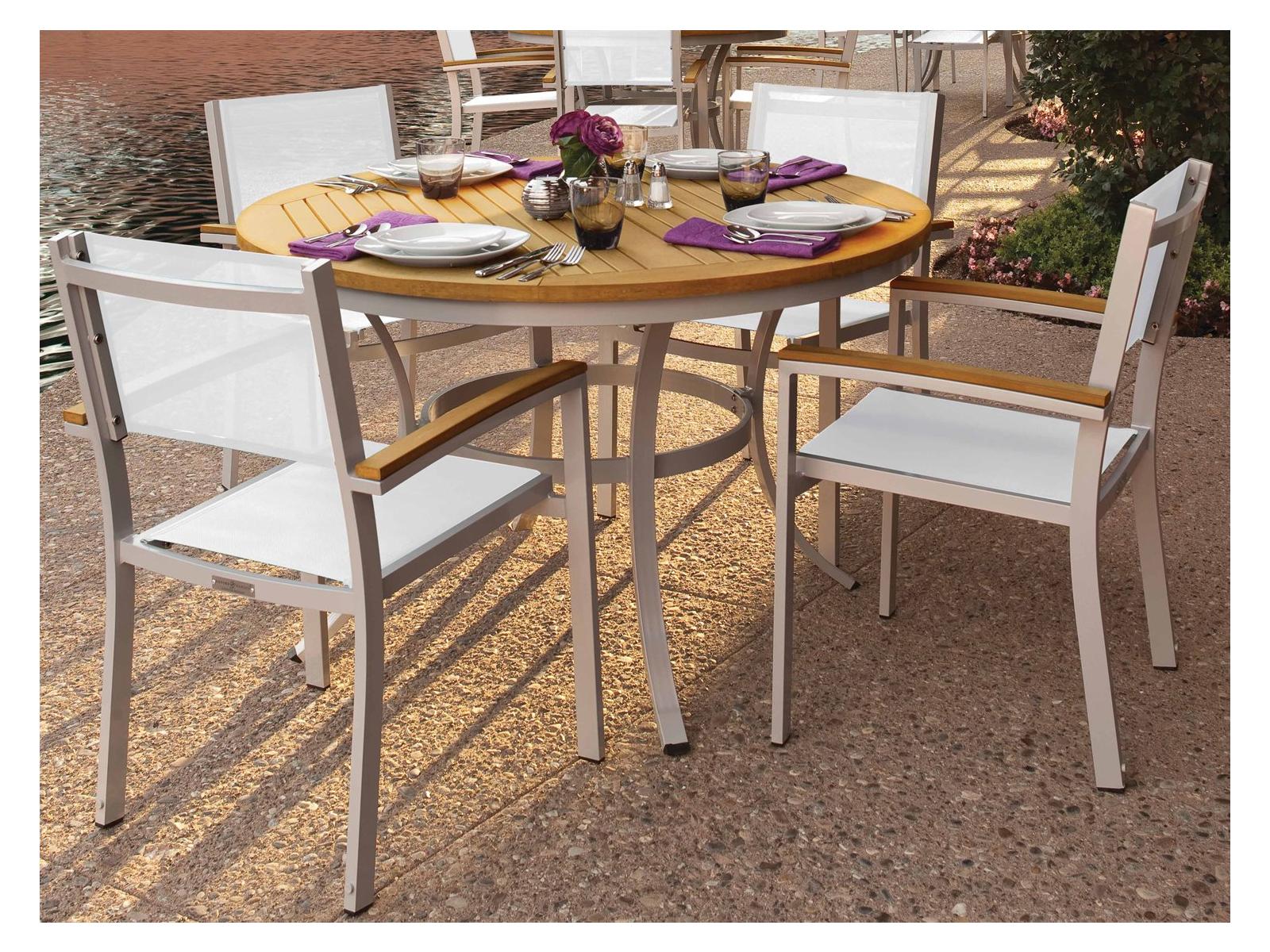 Oxford Garden Travira Aluminum Flint 5 Piece Outdoor Patio Dining Set with Natural Sling