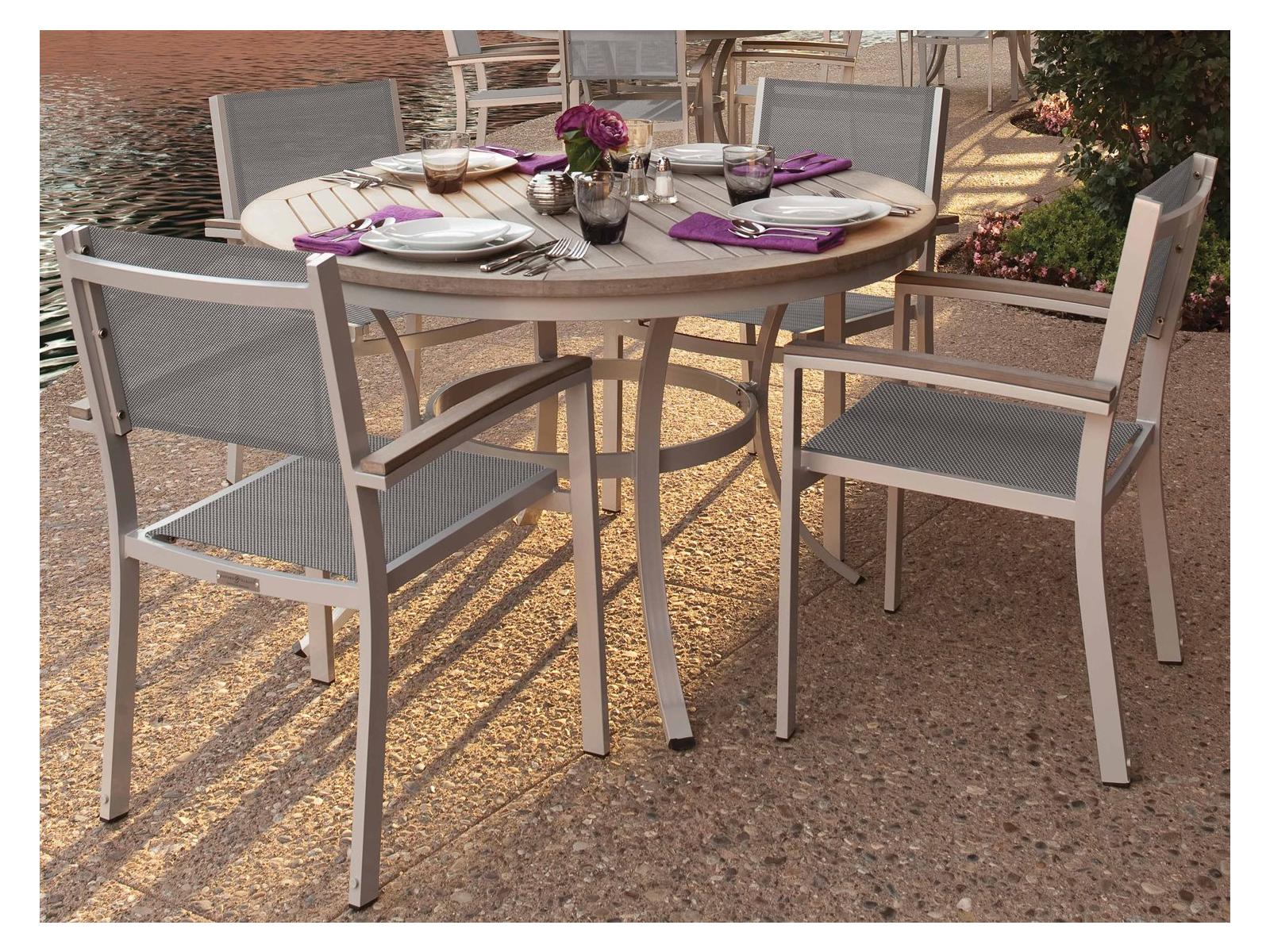 Oxford Garden Travira Aluminum Flint 5 Piece Patio Dining Set with Titanium Sling