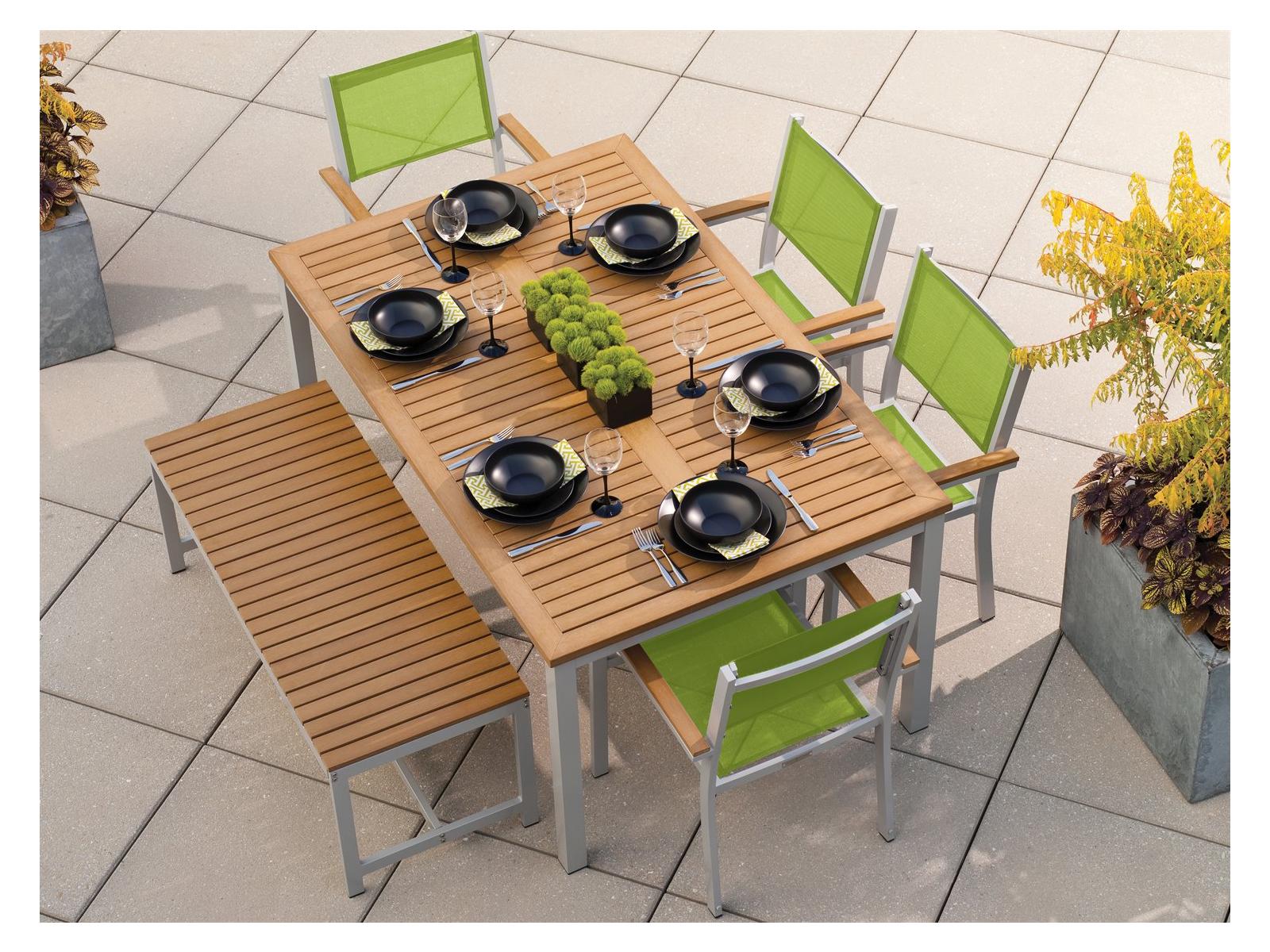 Oxford Garden Travira Aluminum Flint 6 Piece Outdoor Dining Set with Go Green Sling