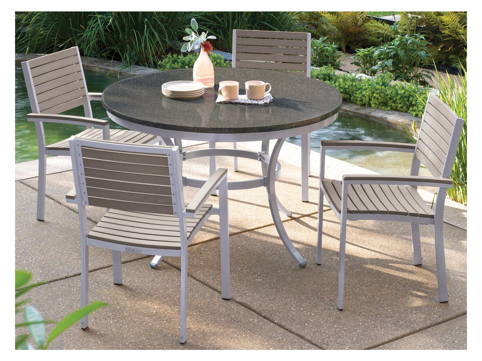 Oxford Garden Travira Aluminum Flint 5 Piece Patio Dining Set