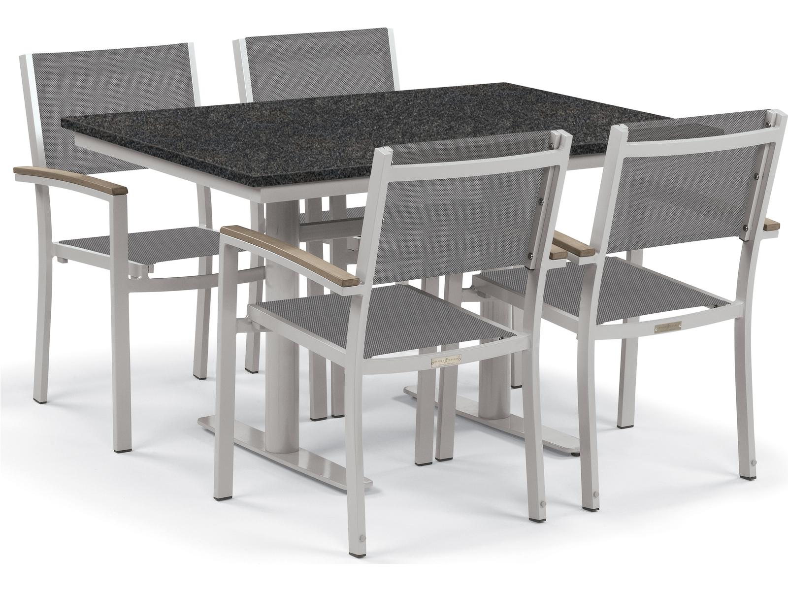 Oxford Garden Travira Aluminum Flint 5 Piece Bistro Set with Titanium Sling