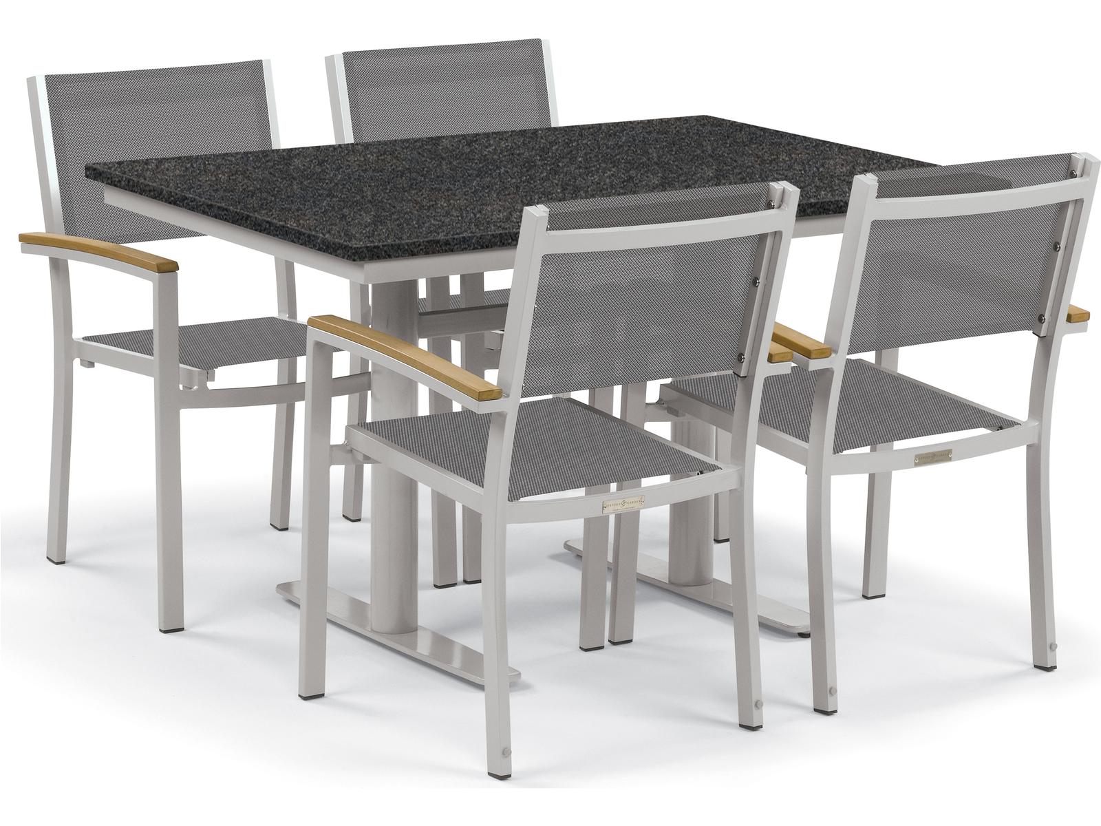 Oxford Garden Travira Aluminum Flint 5 Piece Bistro Set with Titanium Sling