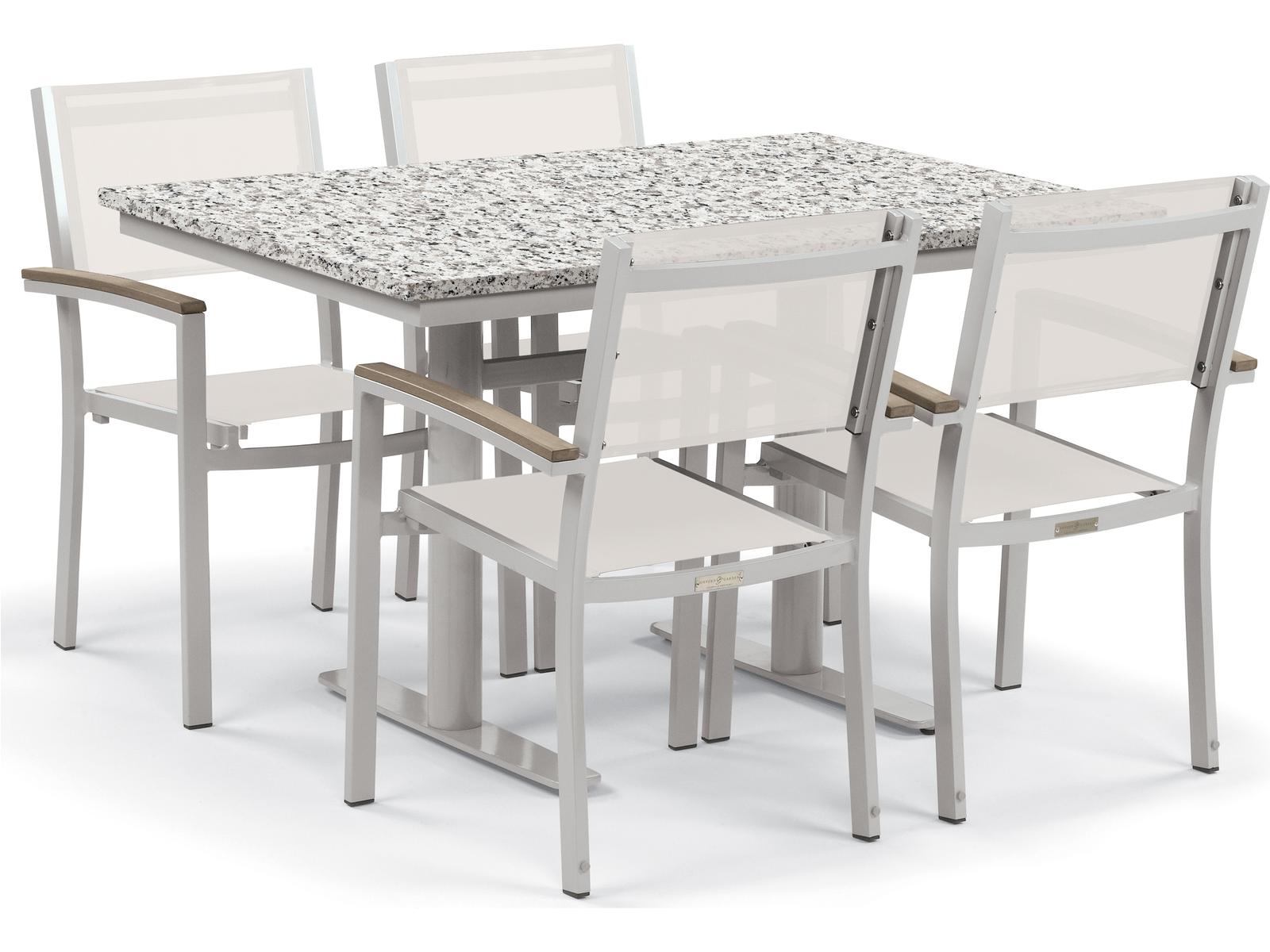 Oxford Garden Travira Aluminum Flint 5 Piece Bistro Set with Natural Sling