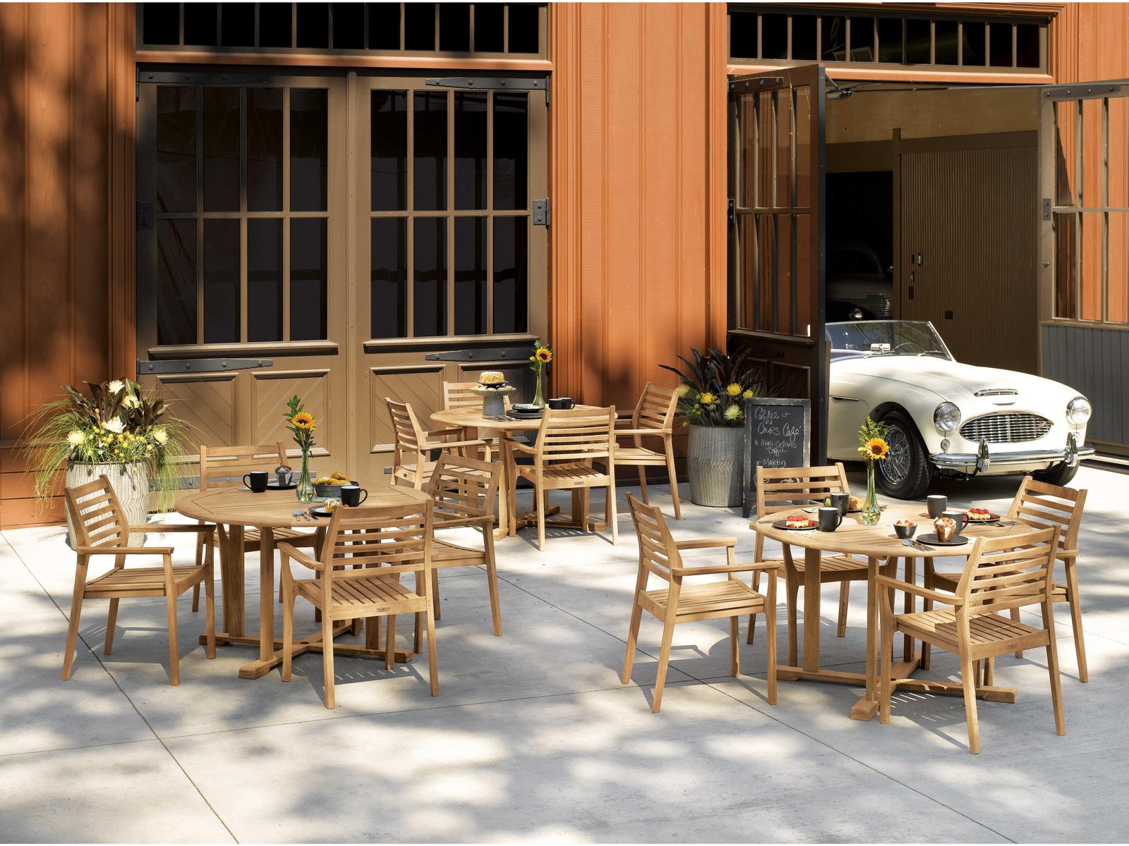 Oxford Garden Mera 5 Piece Dining Table and Stacking Armchair Wood Dining Set