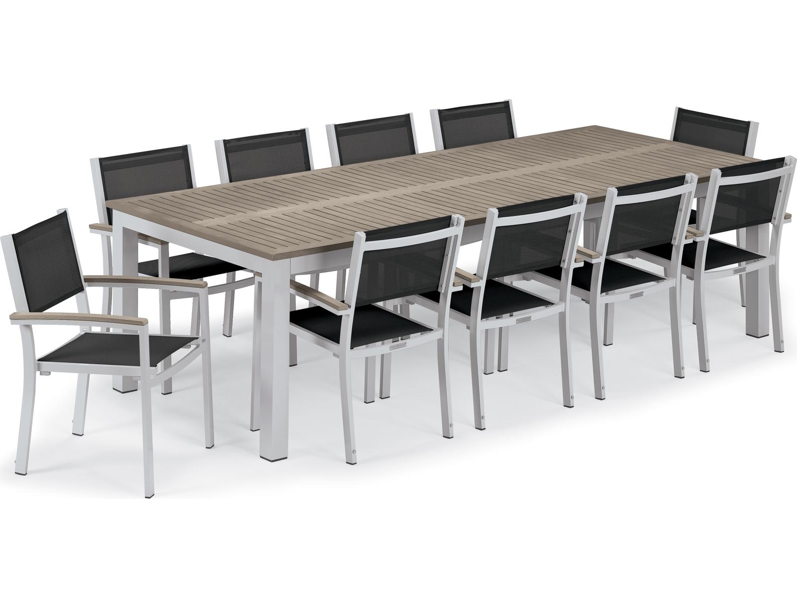 Oxford Garden Travira Aluminum Flint 11 Piece Outdoor Patio Dining Set with Black Sling