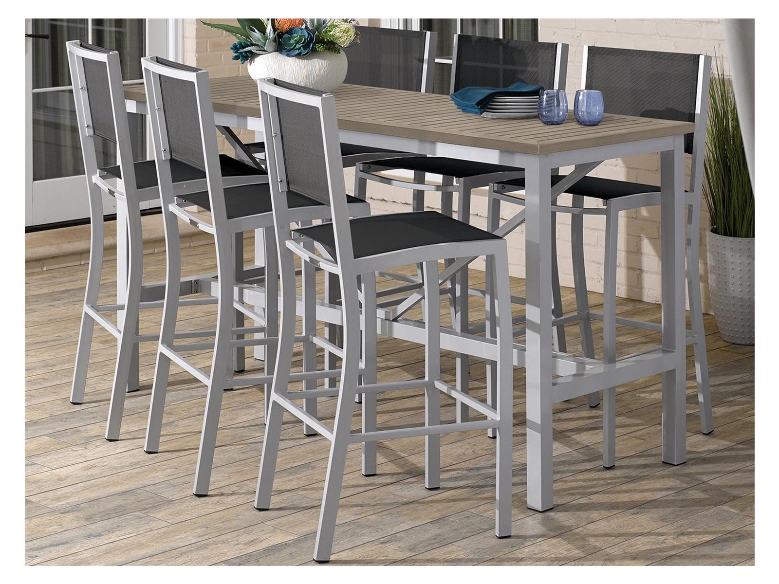 Oxford Garden Travira Aluminum Flint 7 Piece Bar Set with Black Sling