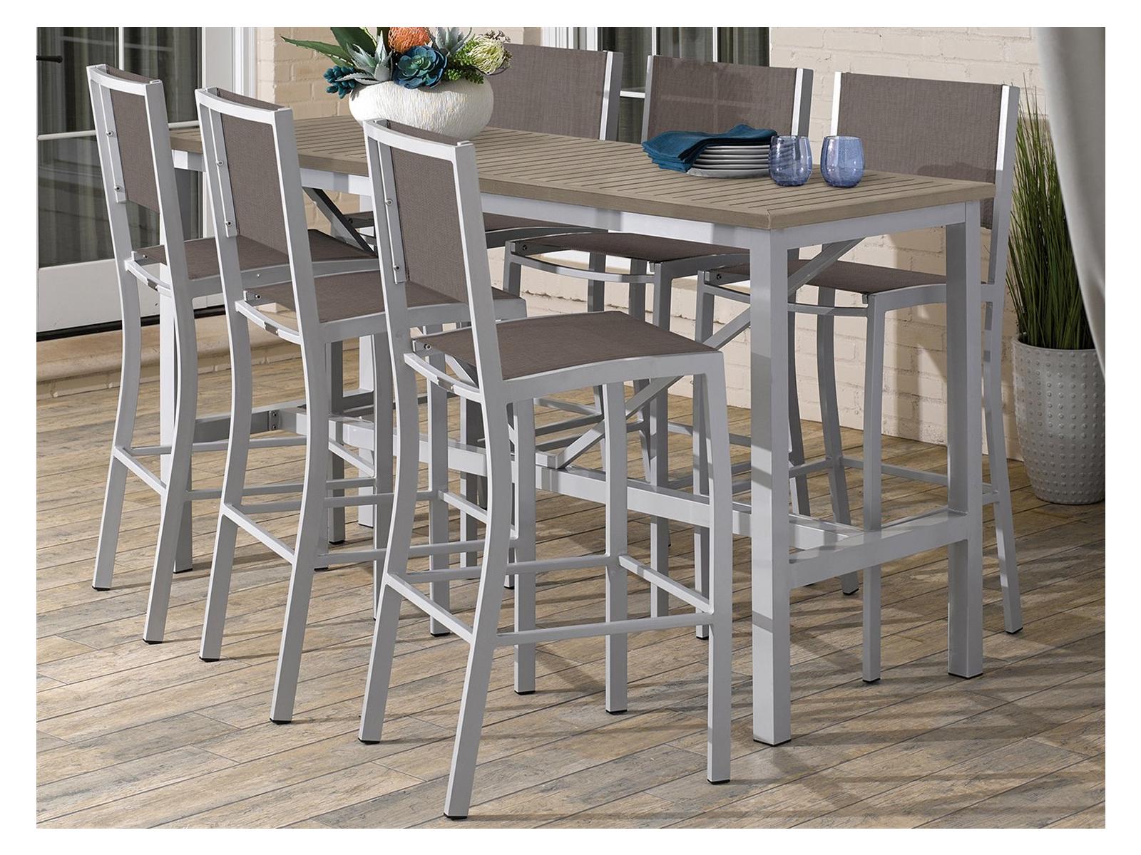 Oxford Garden Travira Aluminum Flint 7 Piece Bar Set with Cocoa Sling