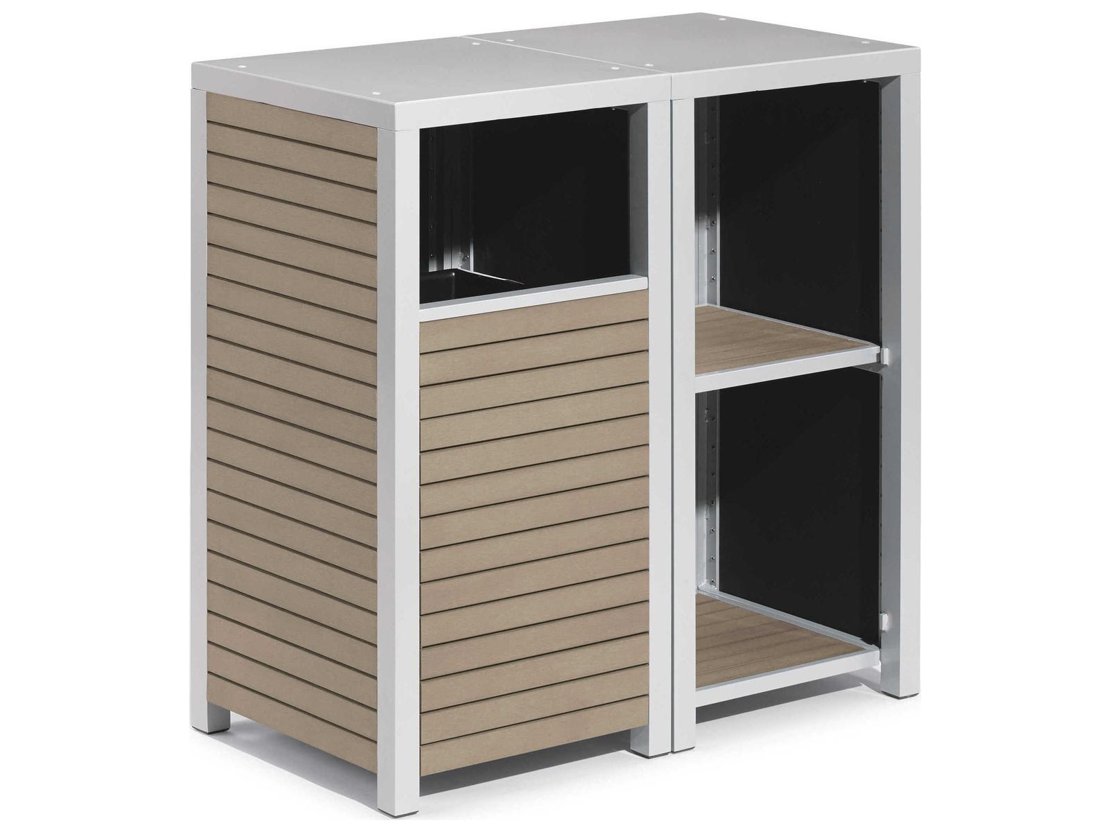 Oxford Garden Travira 2 Piece Modular Valet Waste Receptacle and Shelves Bases Set
