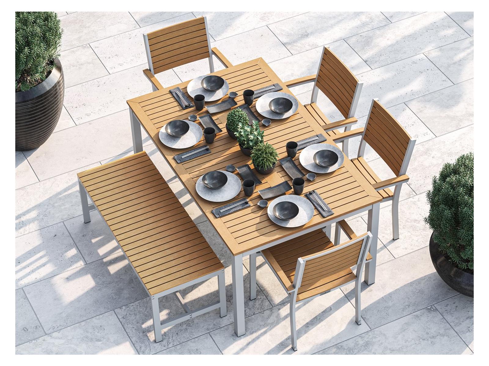 Oxford Garden Travira Aluminum Flint 6 Piece Outdoor Dining Set
