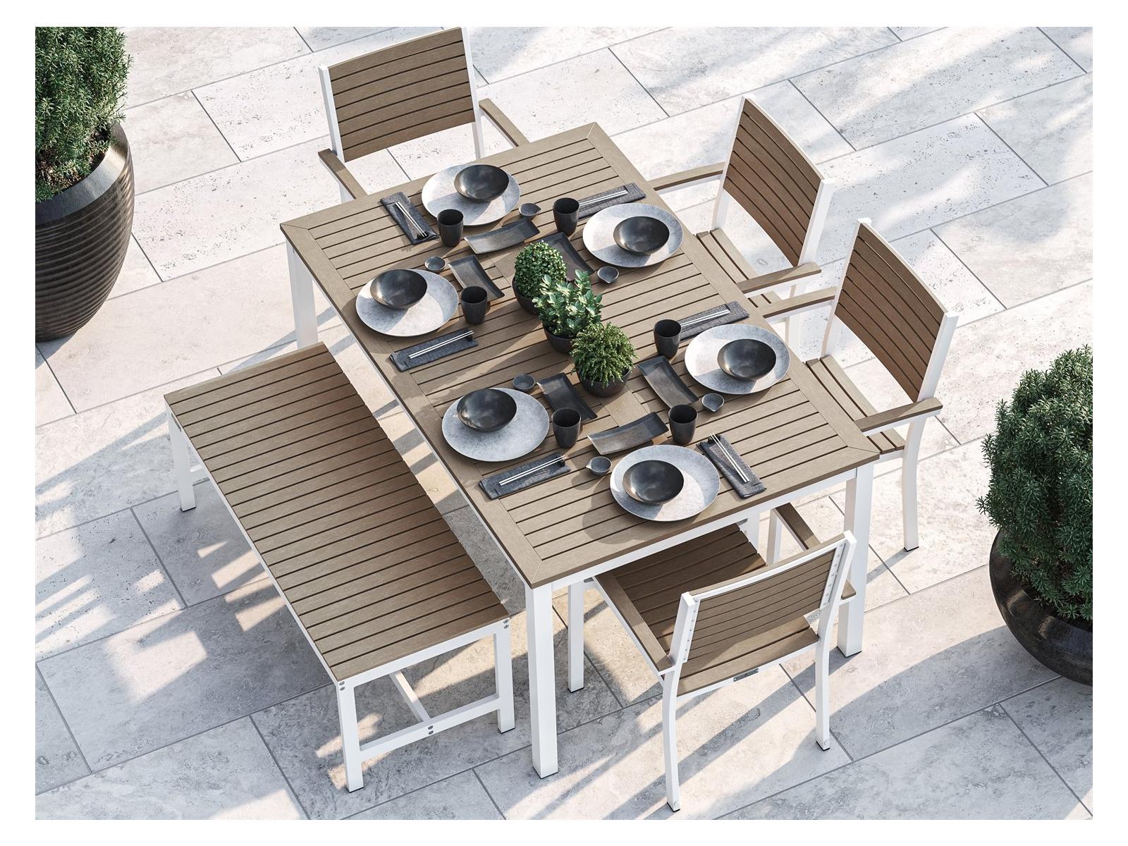 Oxford Garden Travira Aluminum Flint 6 Piece Outdoor Patio Dining Set