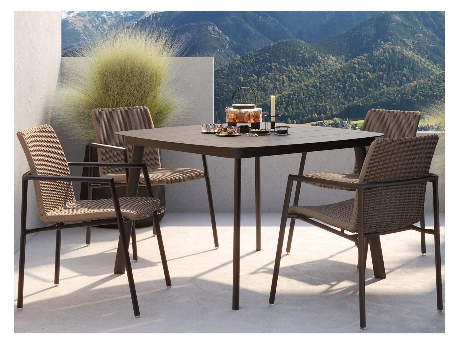 Oxford Garden Orso Aluminum Wicker Sand 5 Piece Outdoor Patio Dining Set