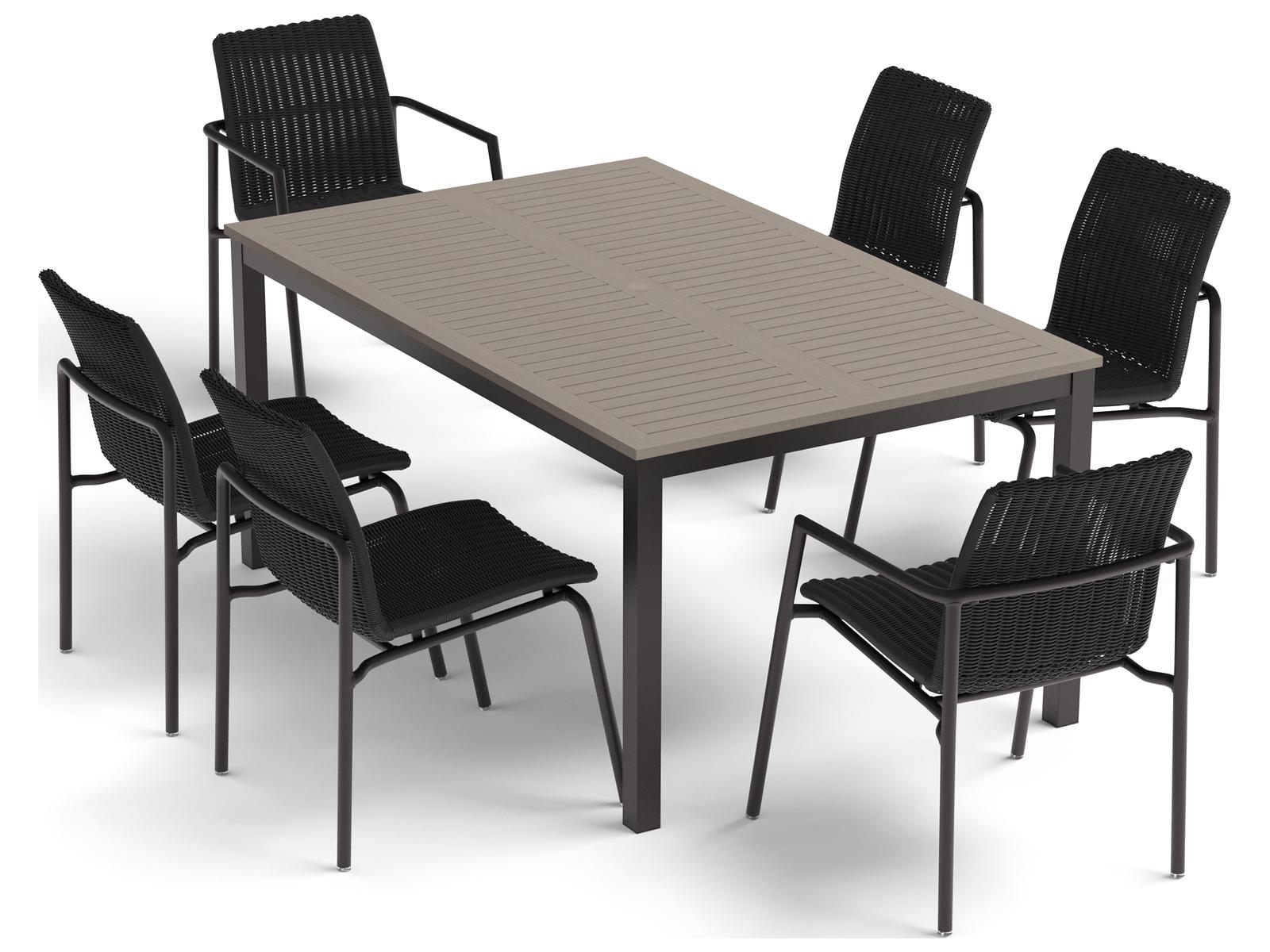 Oxford Garden Orso Wicker Shadow 7 Piece Outdoor Dining Set